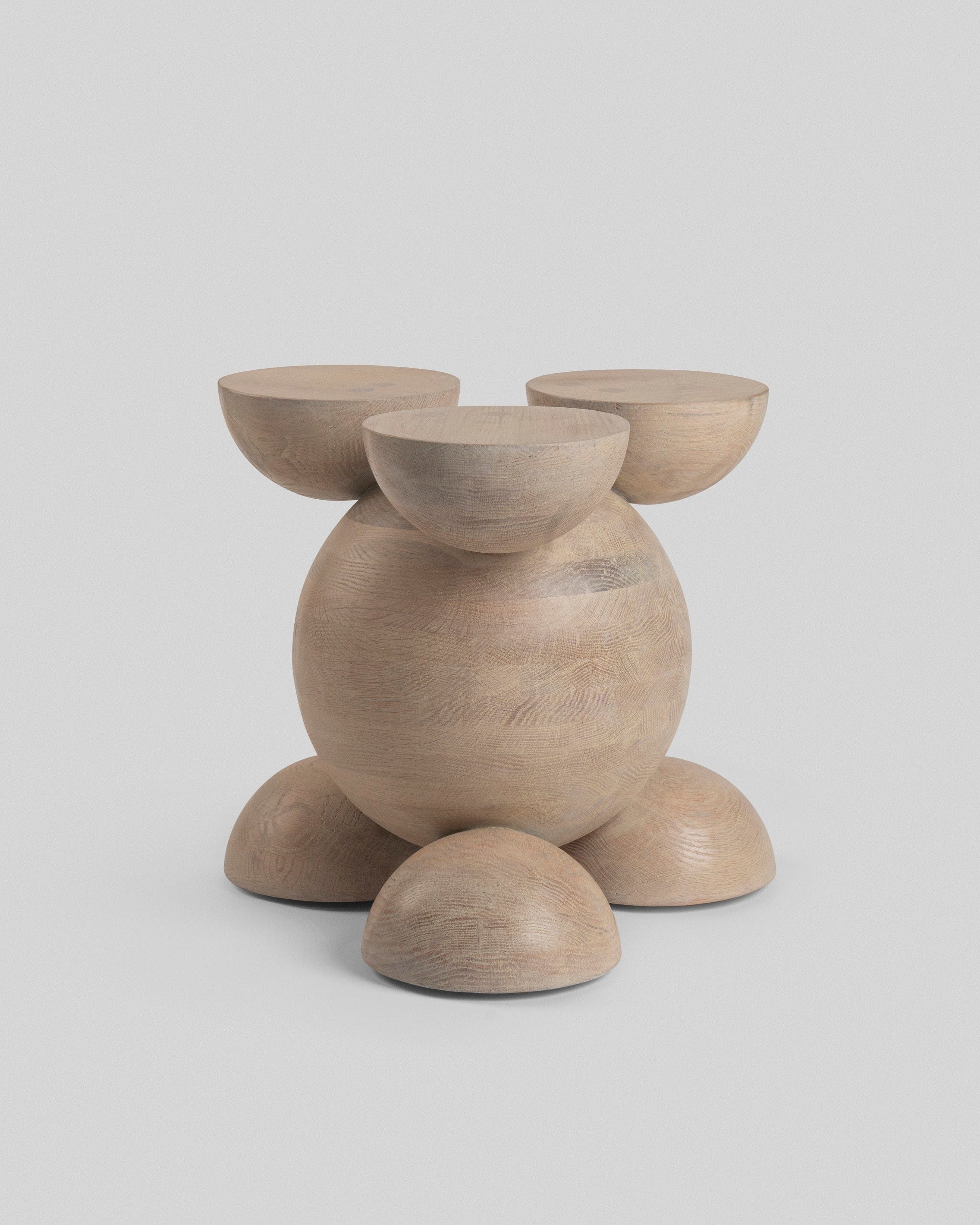 Solid Oak Sculptural Stool - BLEO III by Daniel Couttolenc, Cream Wash Finish by Daniel Couttolenc | The Oblist