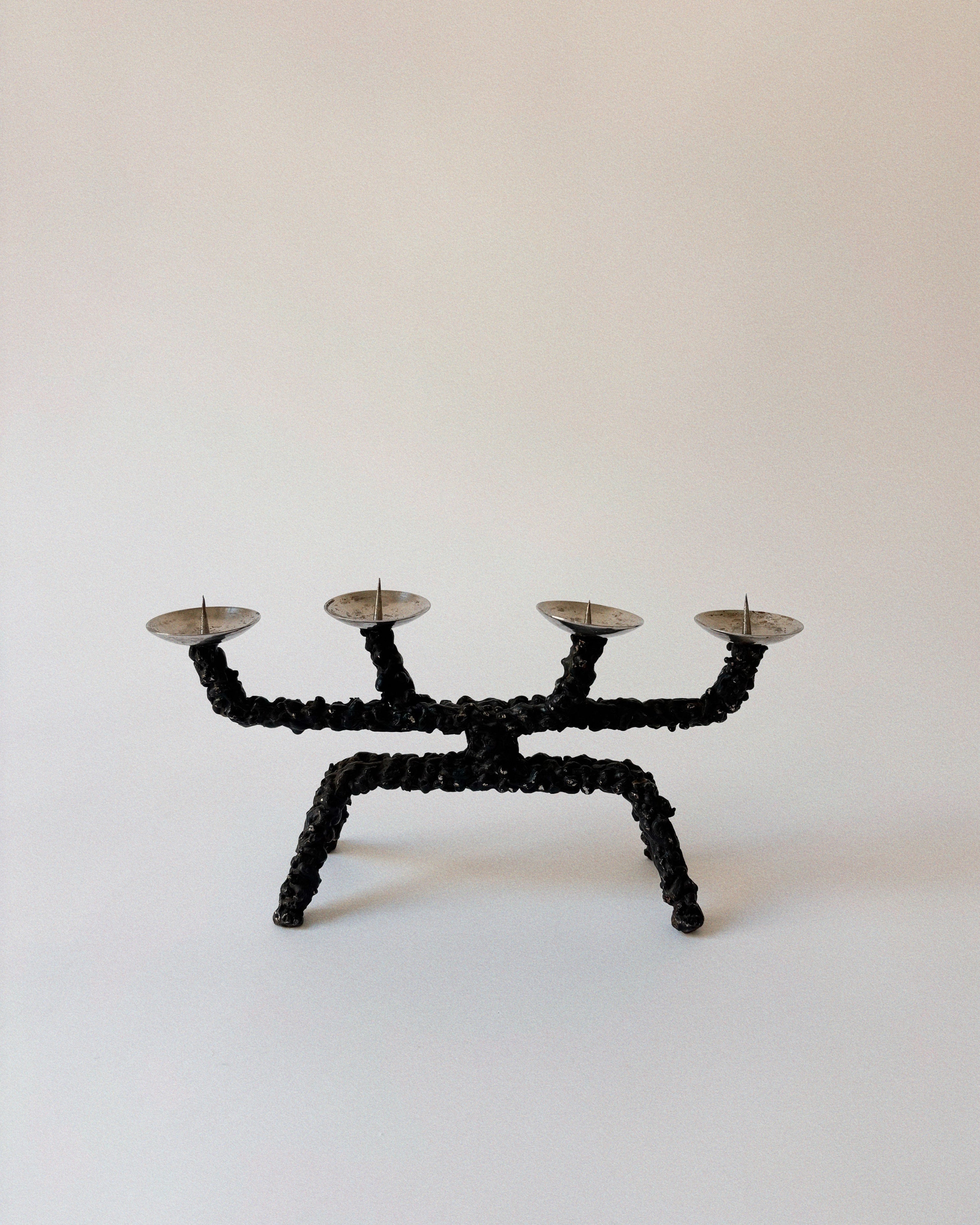 Molten Textured 4 Arm Candlestick, c. 1970's Poland by Huerto | The Oblist