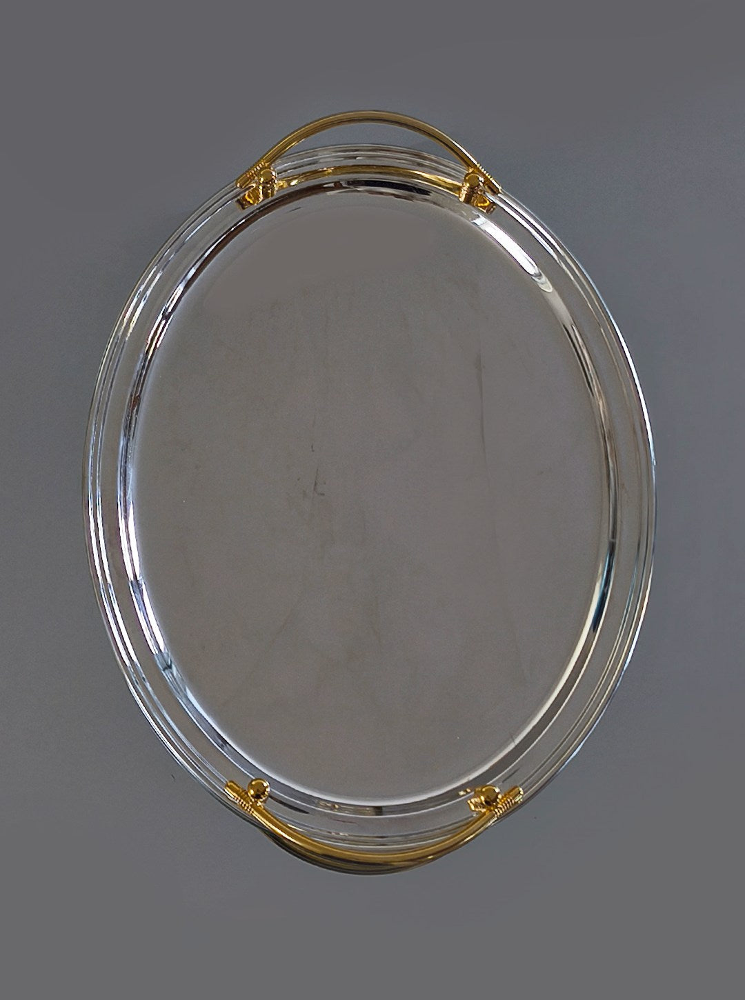 Large Oval Silver-plated Tray by Les Objoies | The Oblist — silver finish, modern design