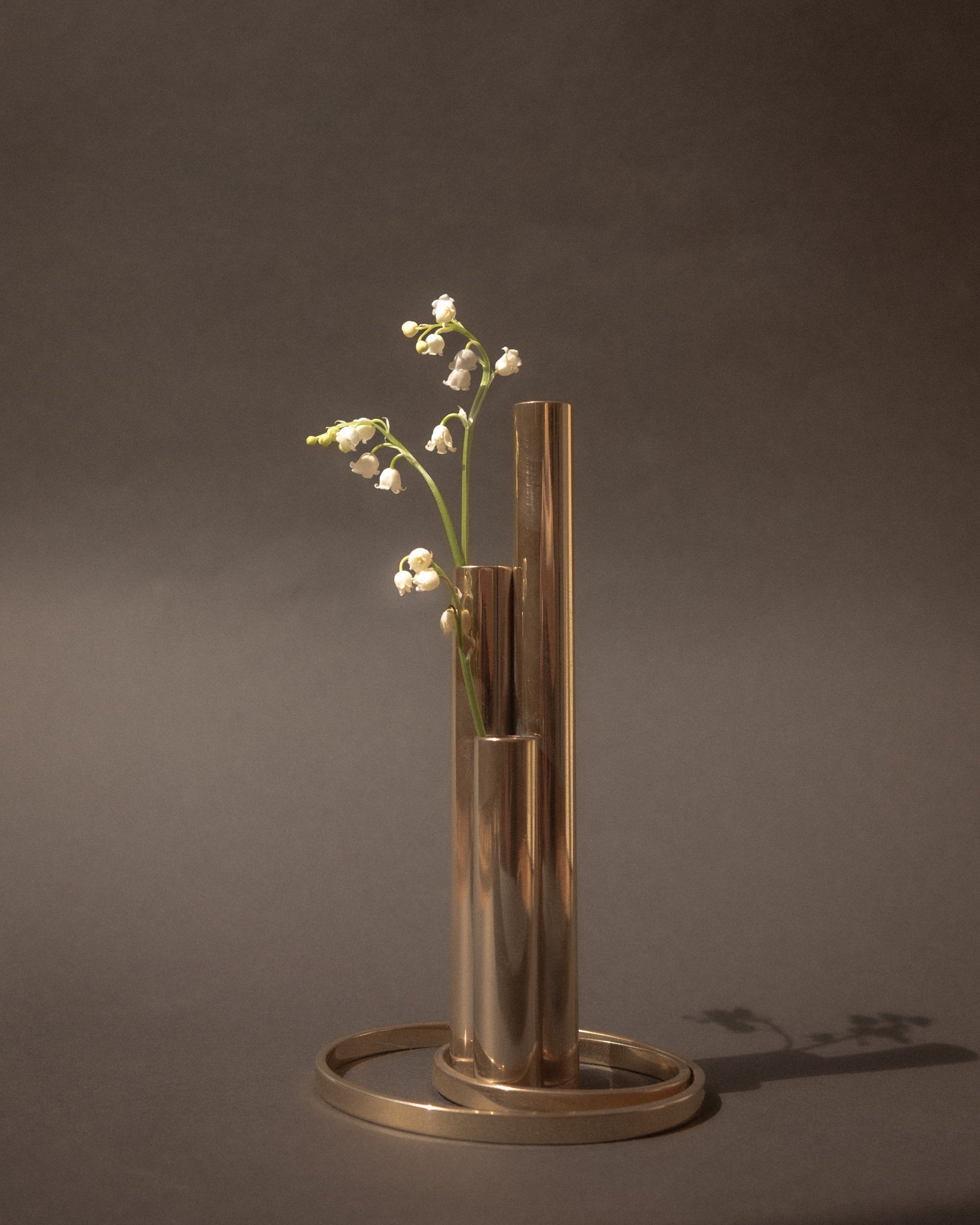 Italian 24kt Gold-Plated Soliflore Vase — Modernist Triple Tube Design, c. 1970s by Trove Paris | The Oblist
