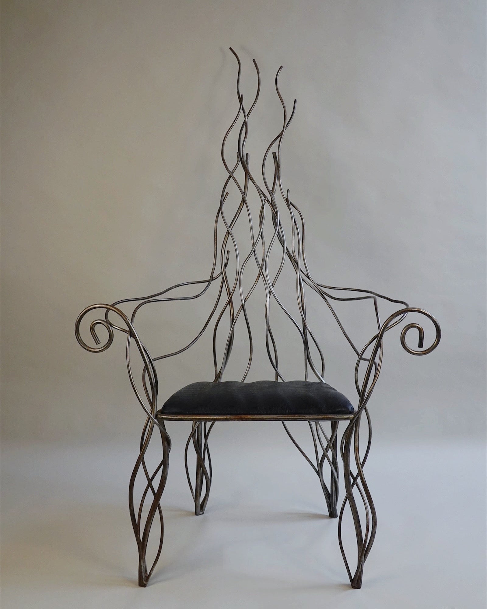 Iron High Back Chair in the manner of André Dubreuil c.1990's — alternate view