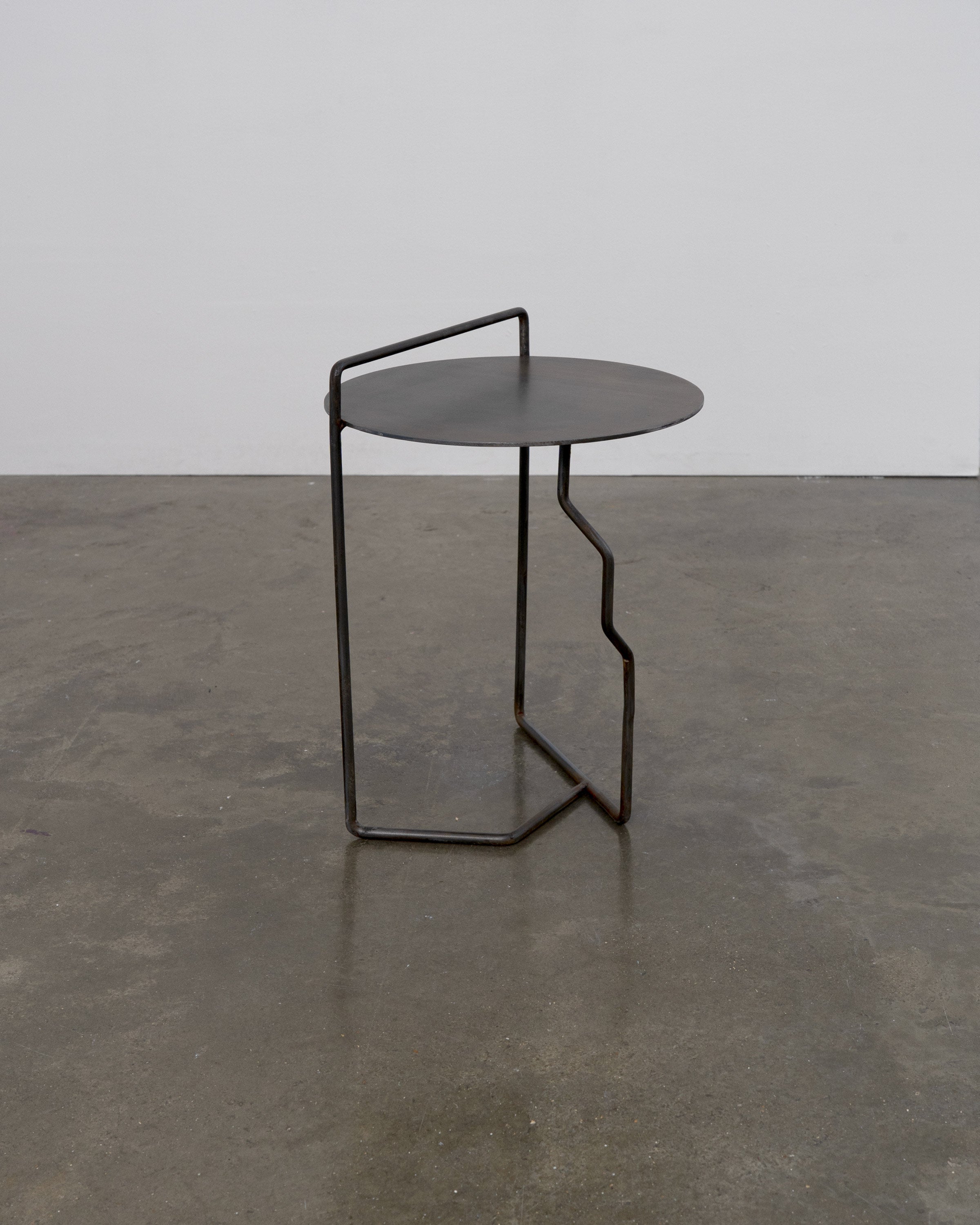 Sculptural Patinated Steel Side Table