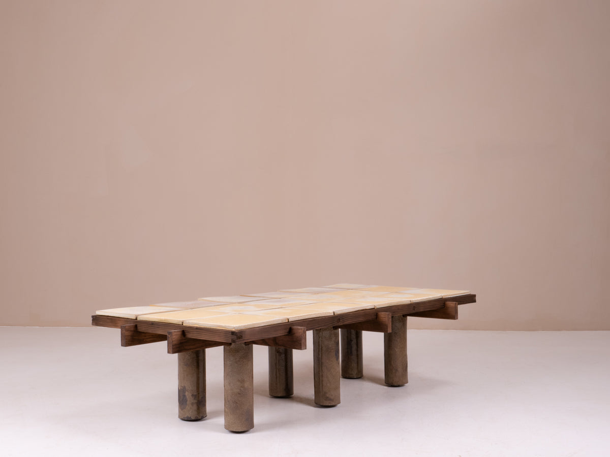 Japanese Inspired Coffee Table in Wood & Clay - Dark Edition — view 9