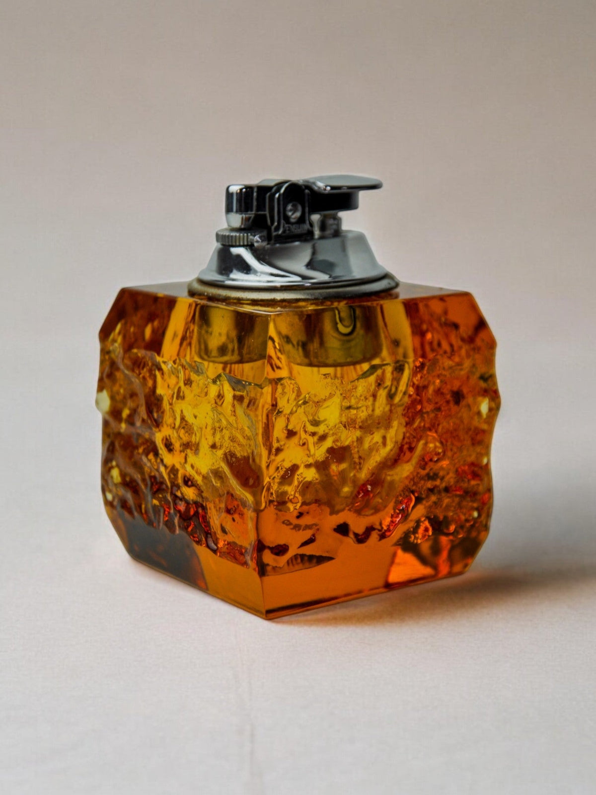 Orange ice lighter by Antonio Imperatore, murano glass, Italy, 1970 by Malamar Studio | The Oblist