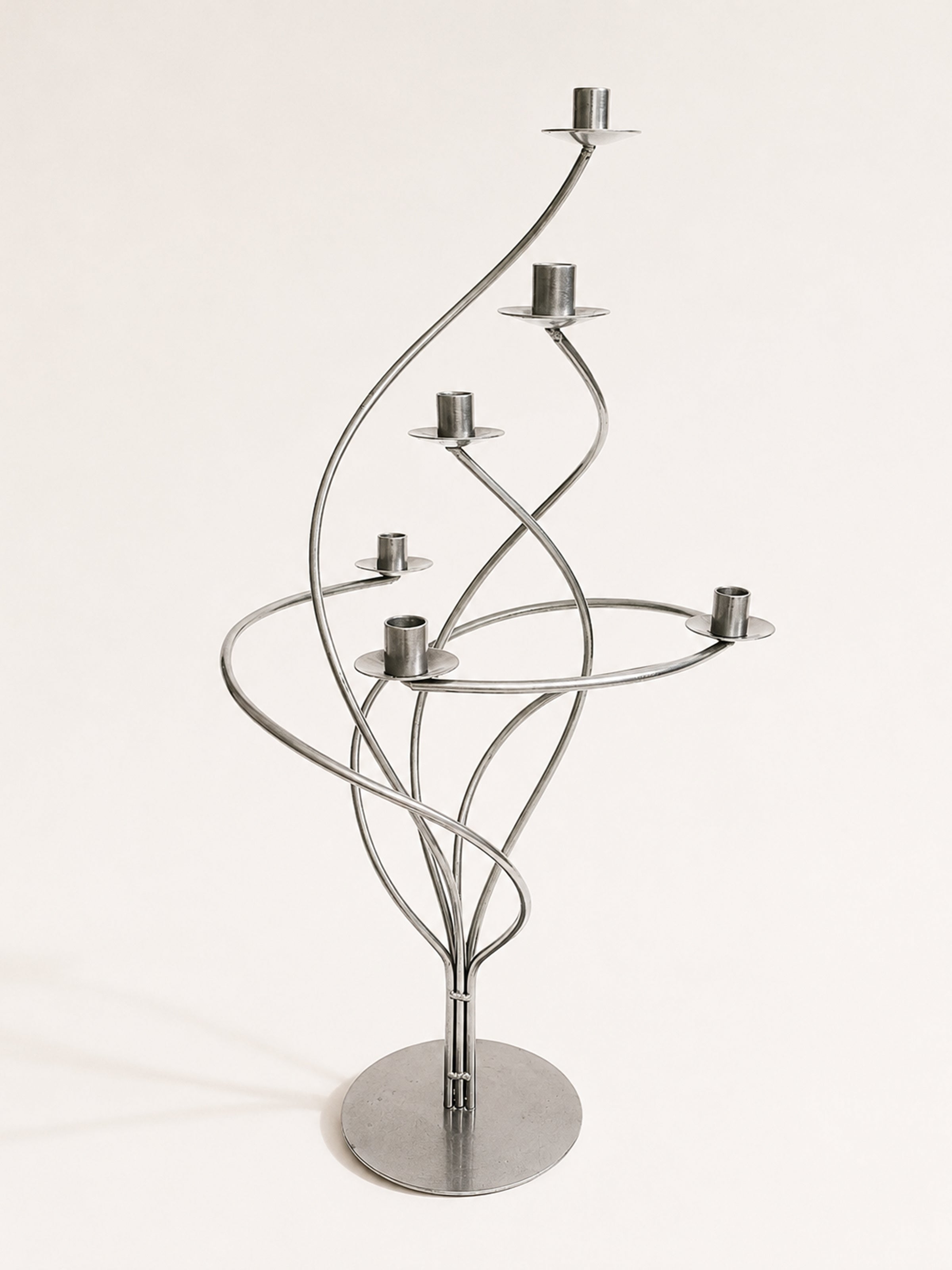Sculptural Spiral Metal Candelabra, 1980s by Dodo Vintage | The Oblist
