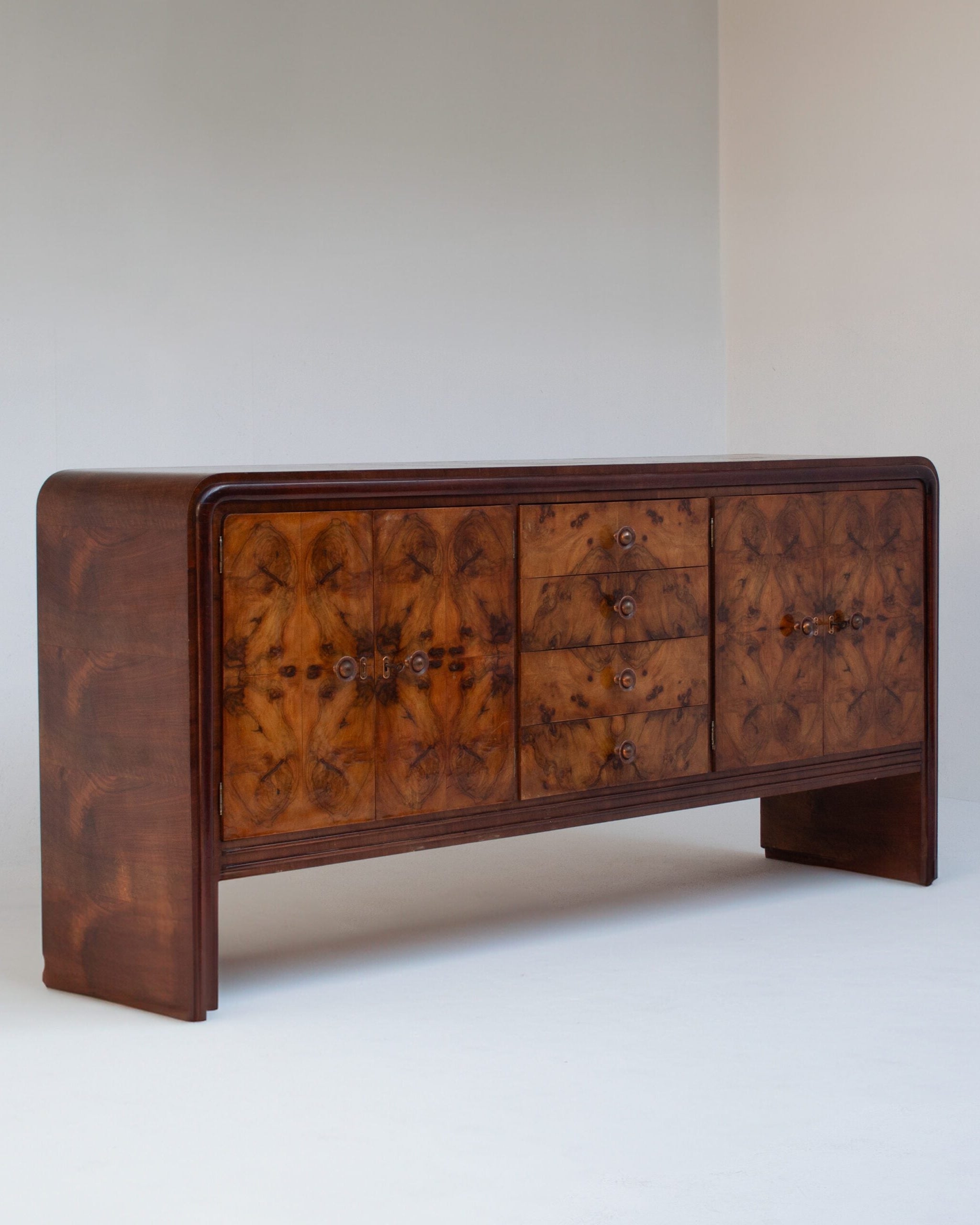Art Deco Sideboard with Sculptural Veneer Pattern
