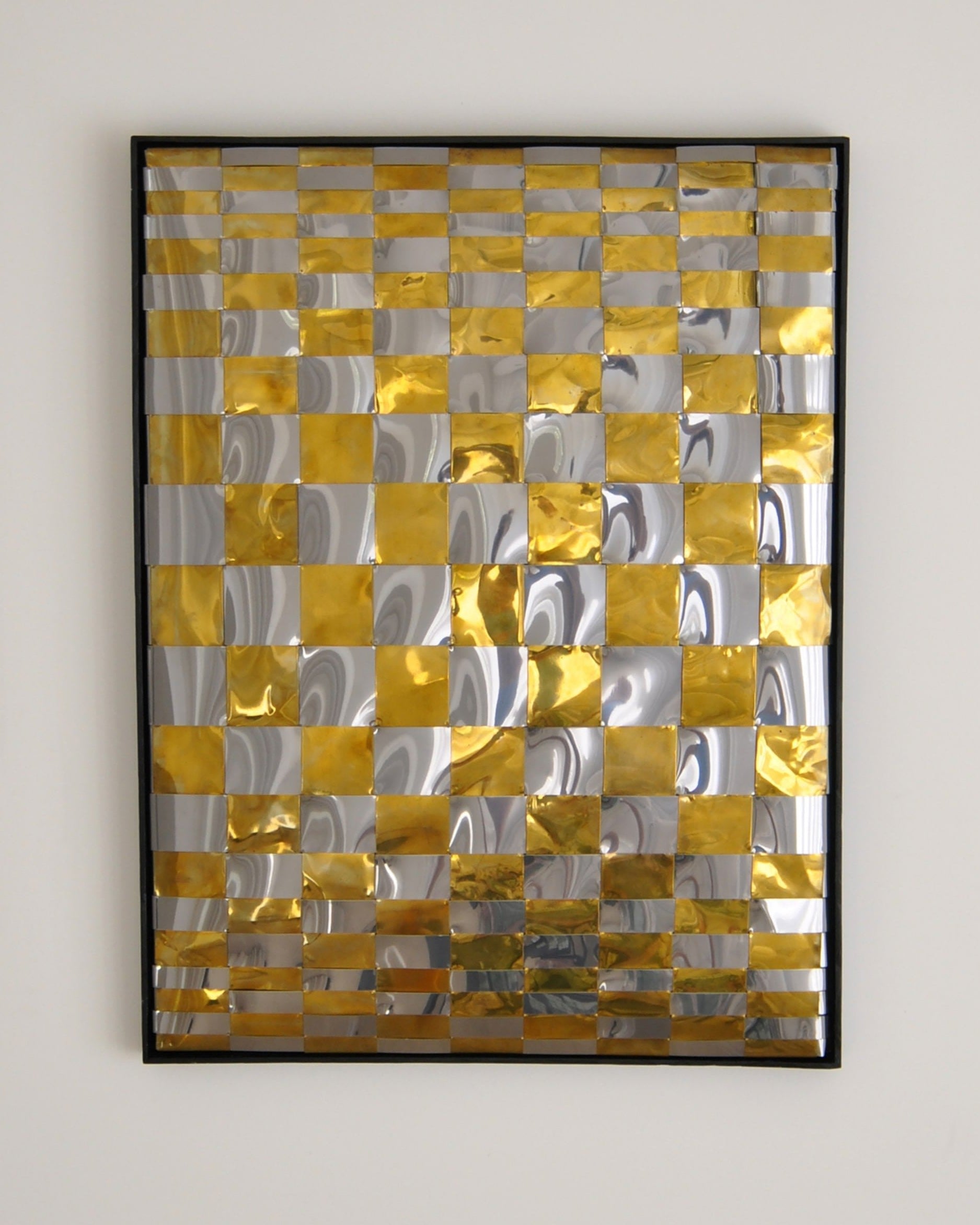 Woven Metals No. 3 - Reflective Wall Sculpture by Studio Miriam Loellmann | The Oblist — metallic gold and silver finish