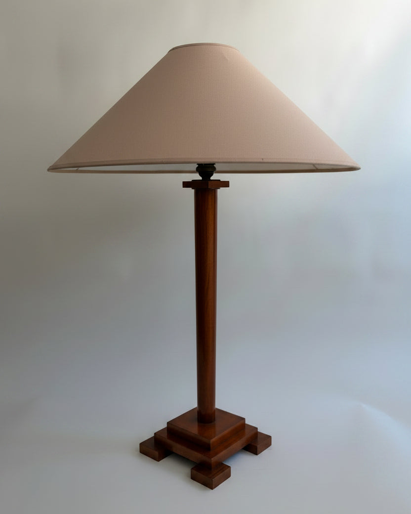 Art Deco Copper Column Lamp, Belgium, 1930s — alternate view