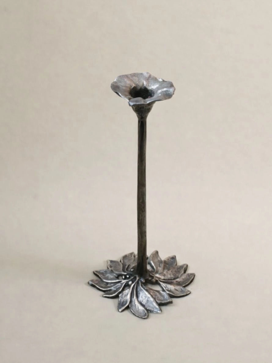 1960s Art Nouveau Silver-plated Brass Candlestick by Blisse | The Oblist