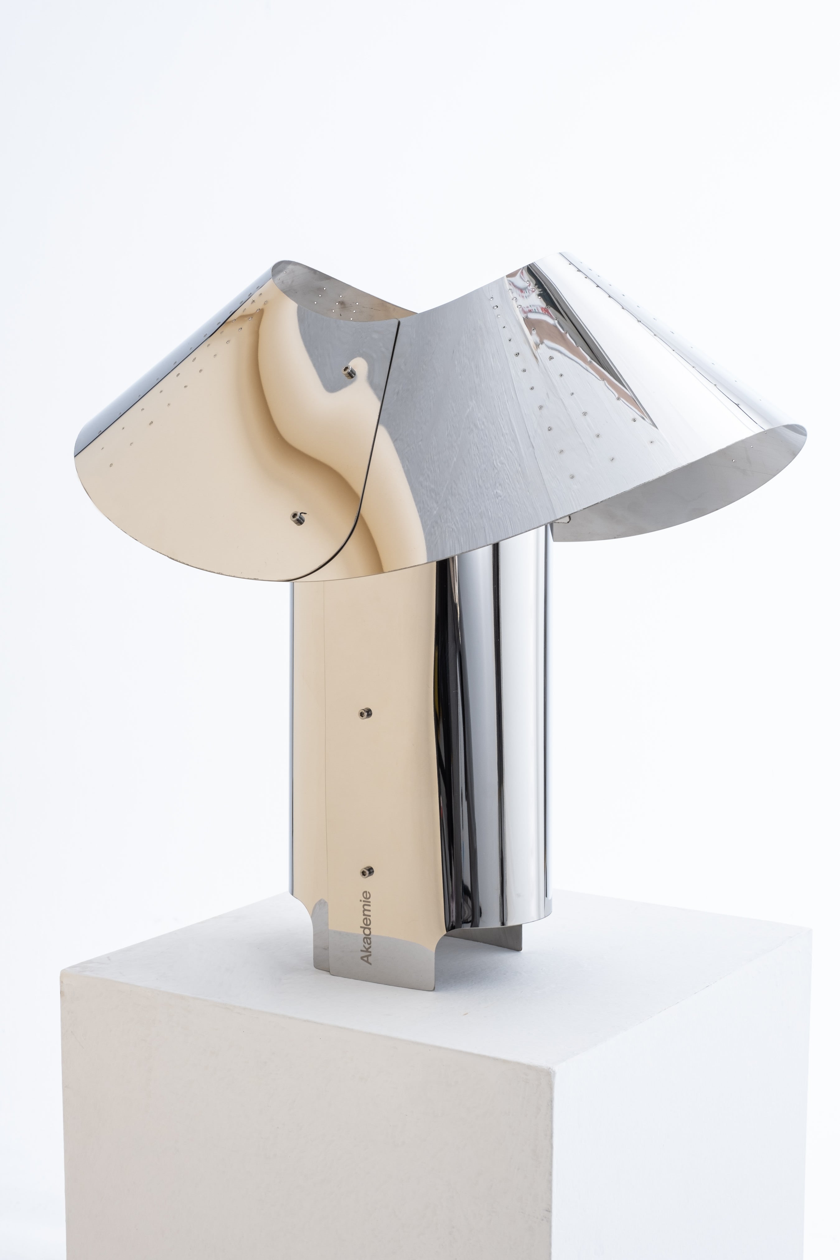 Fold Table Lamp in Stainless Steel by Akademie | The Oblist