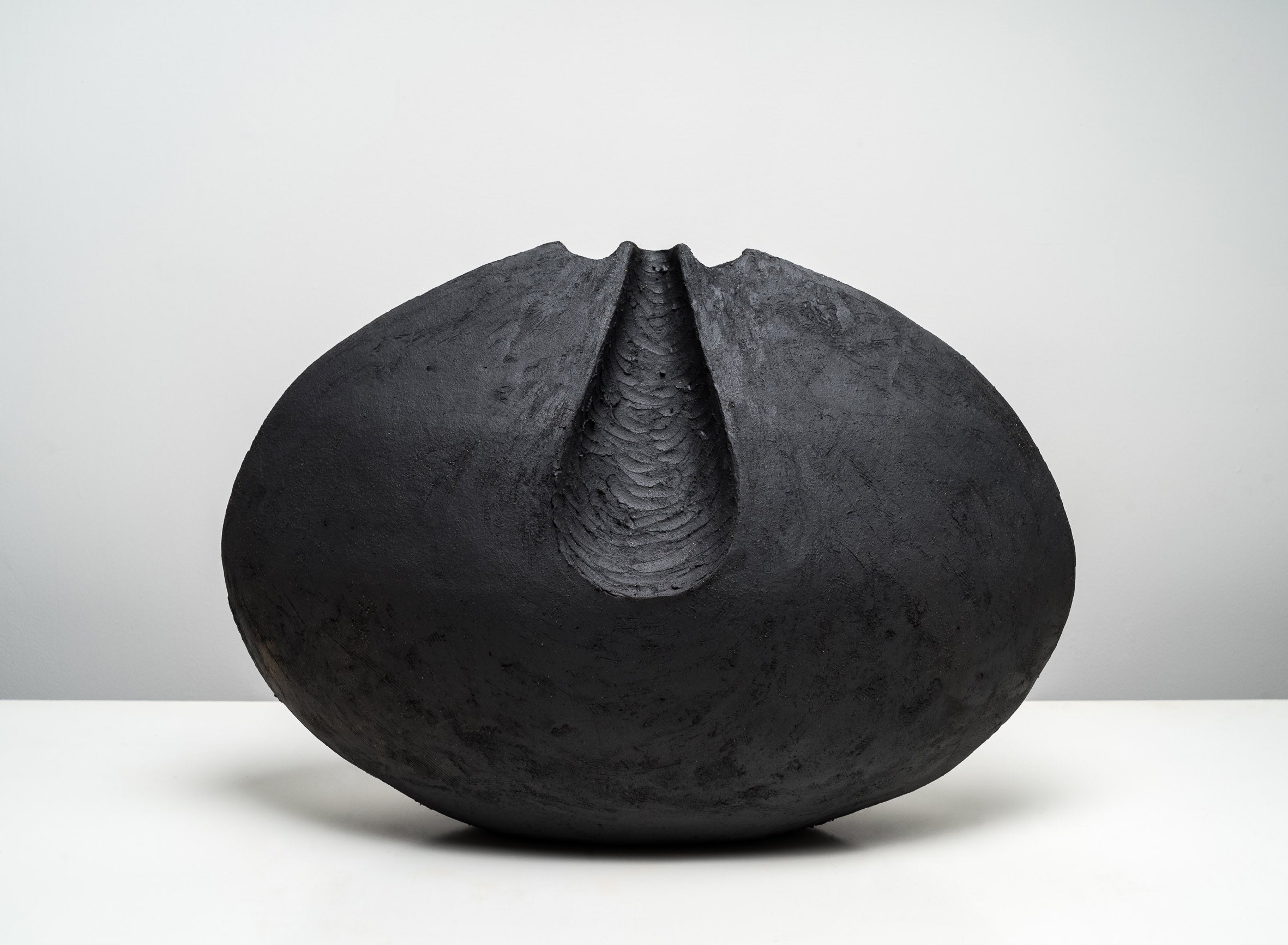 Organic Modernism Vessel in Black Clay - Belly by Beverly Morrison | The Oblist — handcrafted black clay sculpture