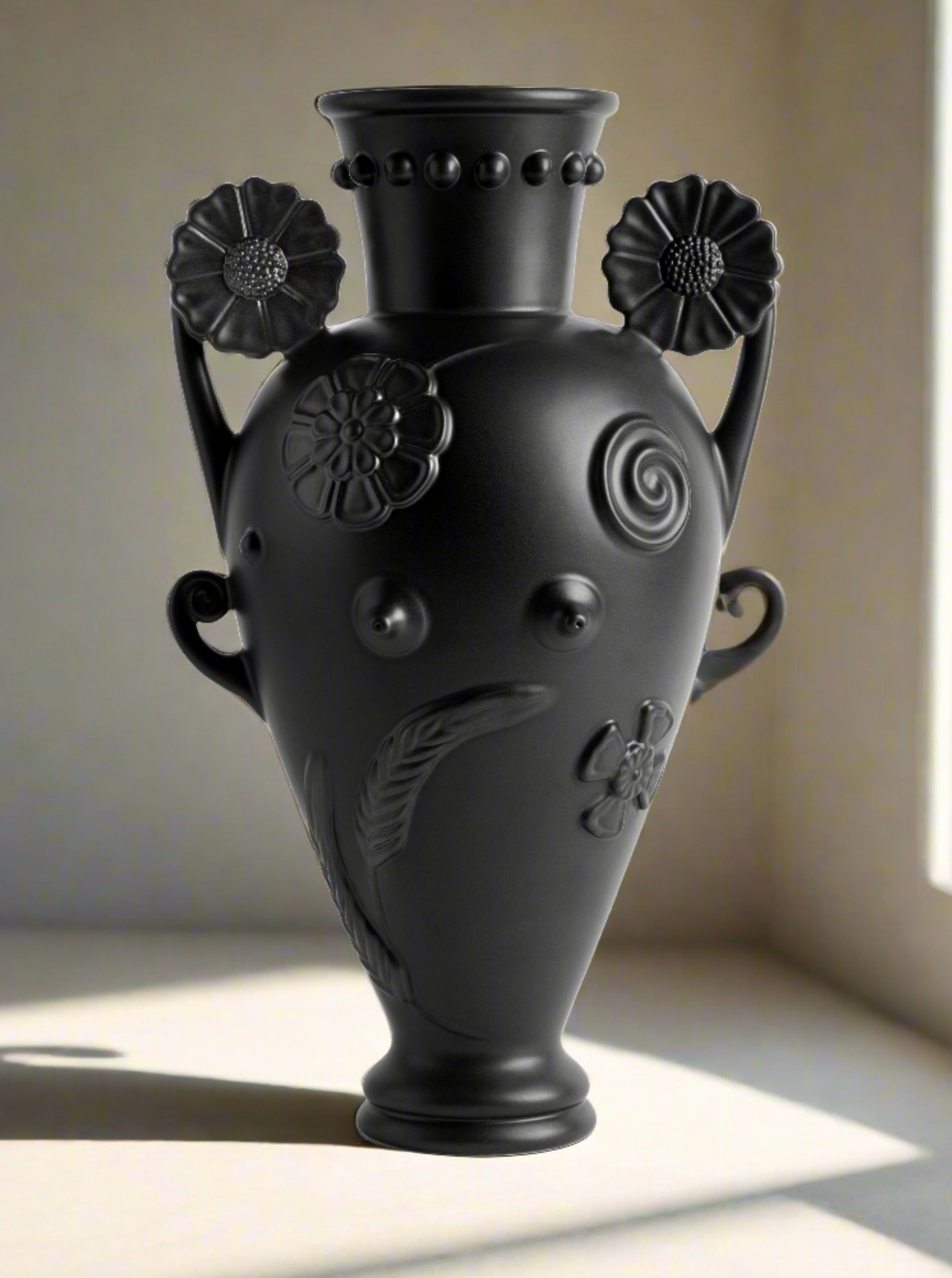 Black Earthenware Vase by Lobjet | The Oblist — handcrafted black finish