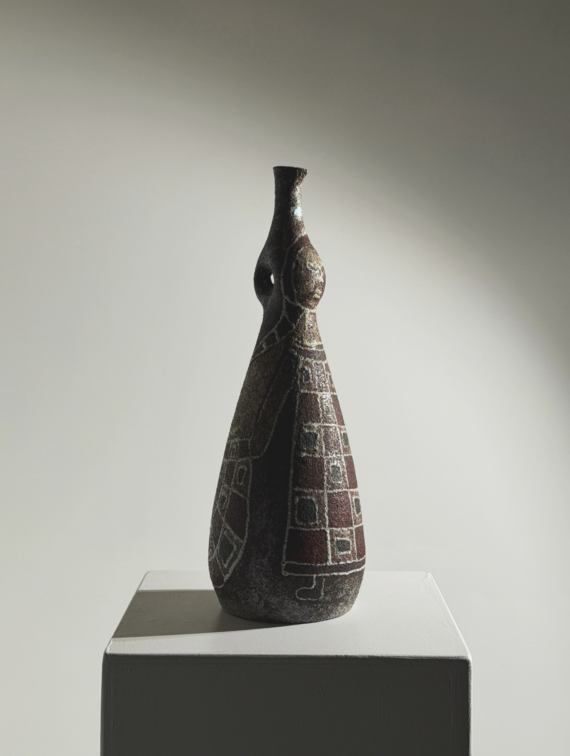 Rare bottle by the potters of Accolay, France, circa 1960 | The Oblist — handcrafted ceramic, earthy tones