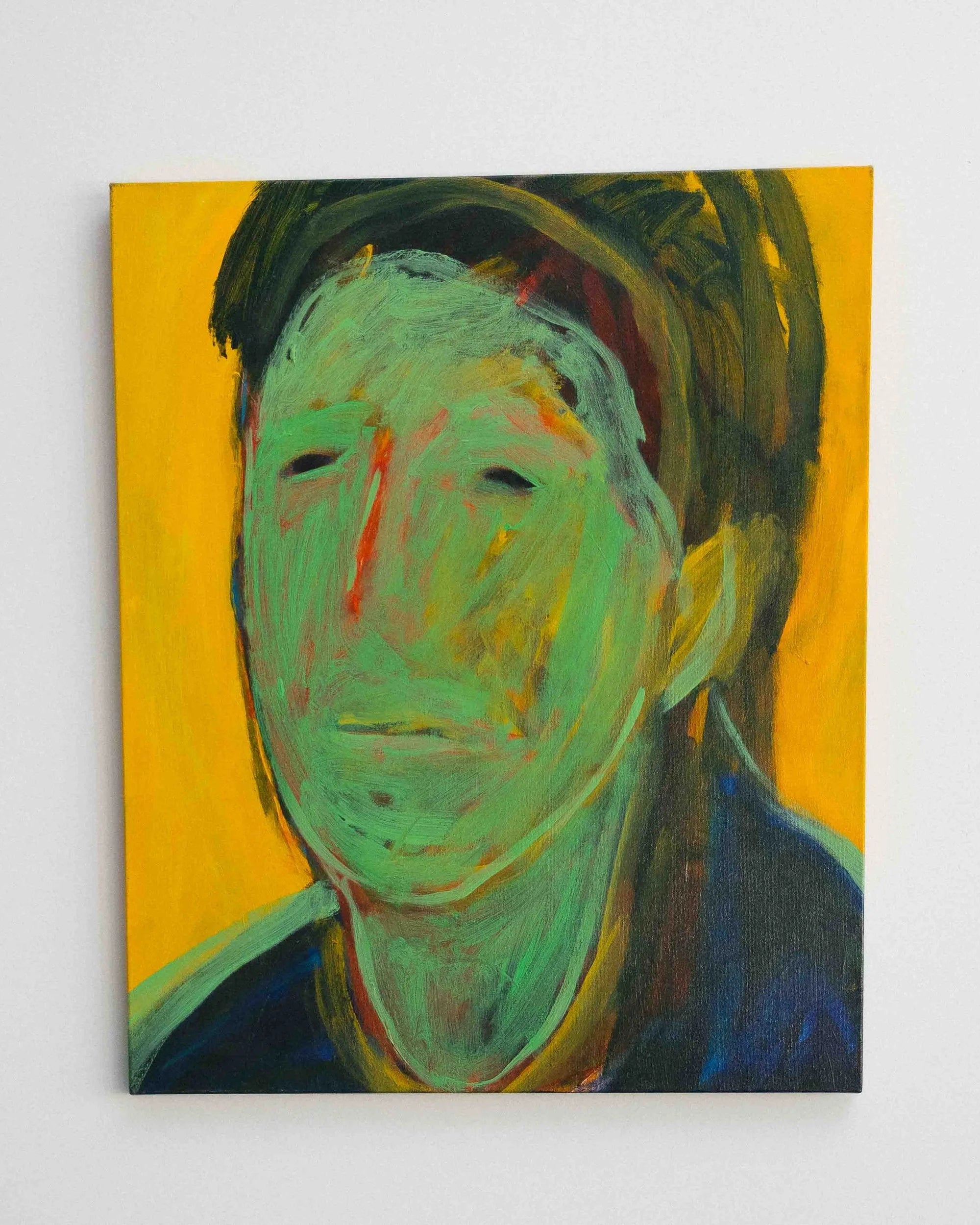 Glen Nicoll — Untitled (Green Portrait on Yellow Ground), Canada, 1990s — detail view
