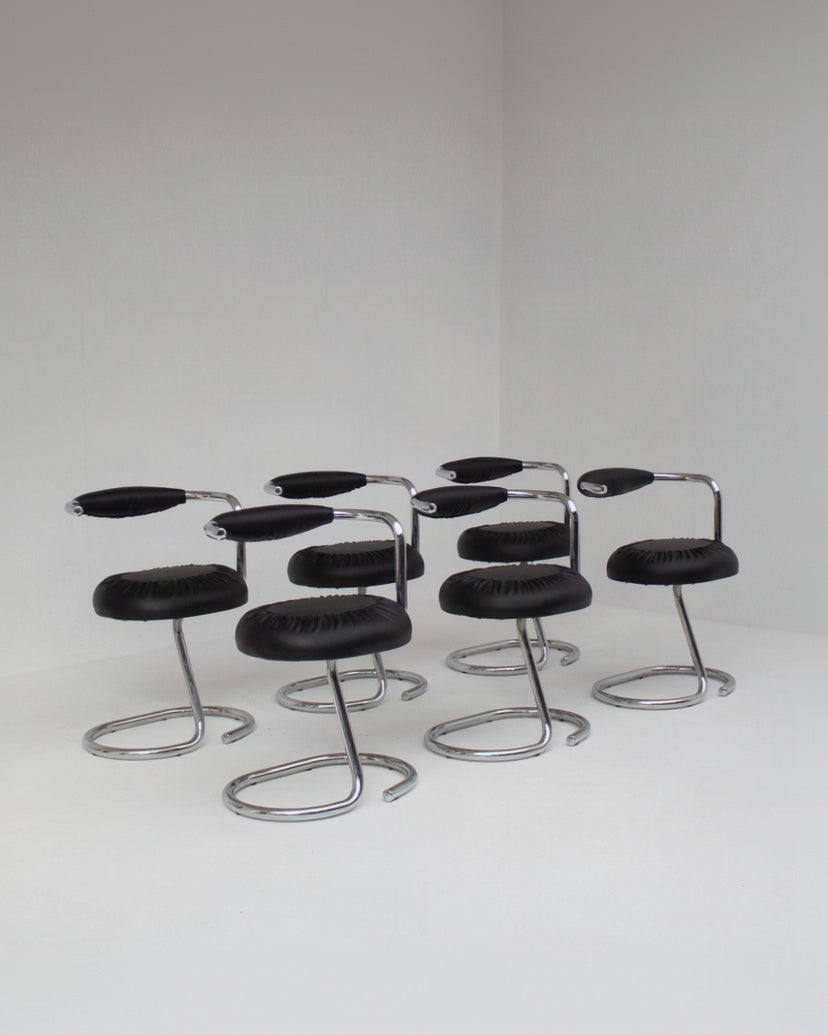 Set of 6 Cobra Chairs by Giotto Stoppino by Malata Antwerp | The Oblist