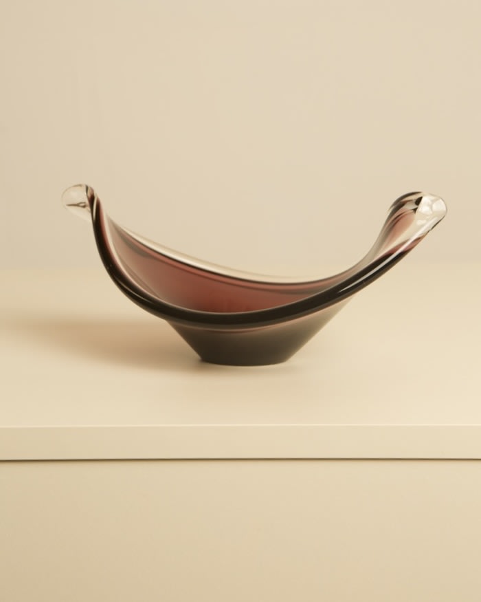 "Leaf" Vide-poches en verre de Murano violet, années 80