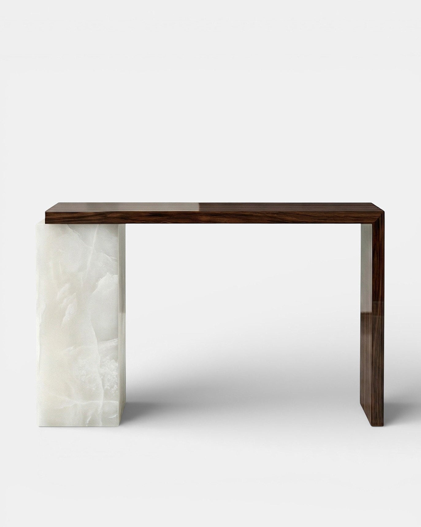 Jill Wood and White Onyx Console by Marbera | The Oblist — handcrafted wood and onyx design