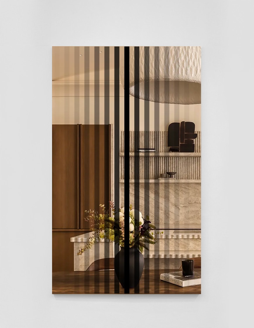 Minimalism mirrored Sculpture - OSMOSE BANDE DE 2 N°8 by Paul Gallaud Studio | The Oblist — reflective glass, contemporary de