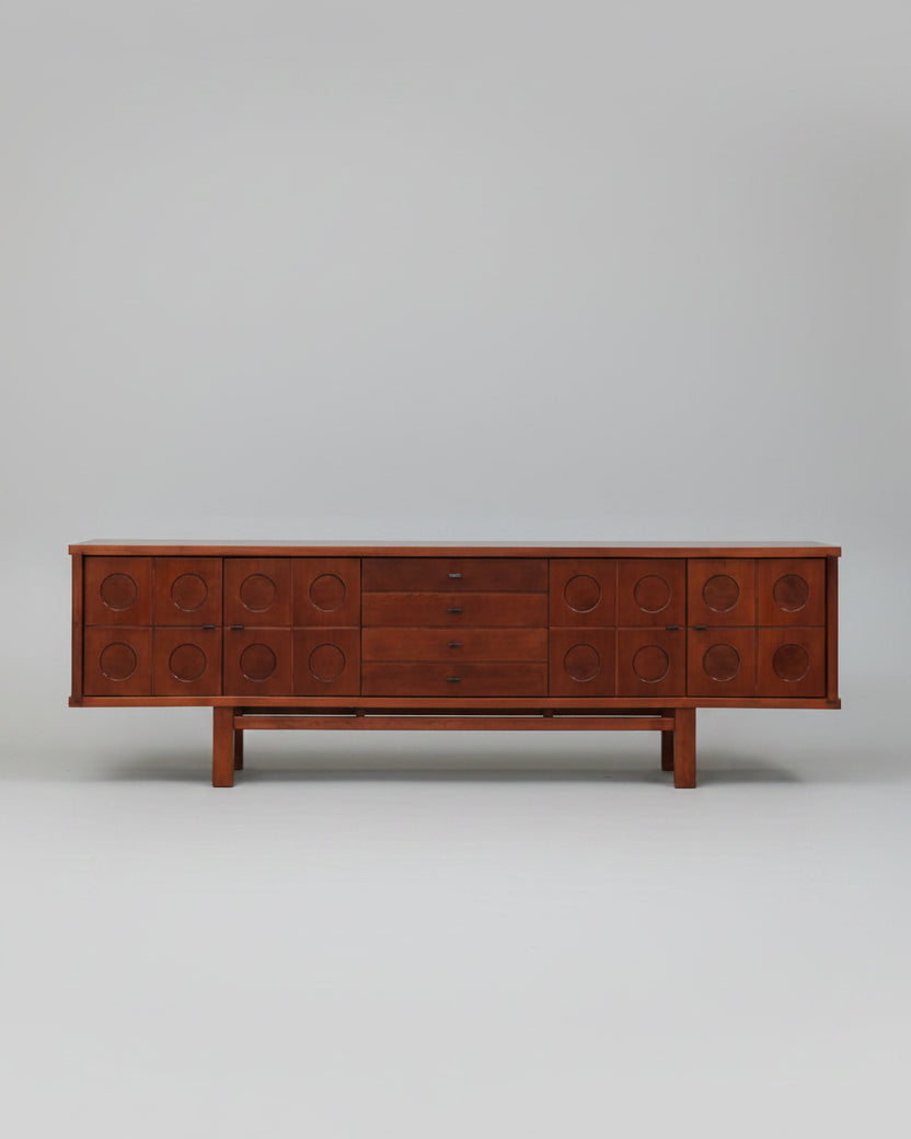 Brutalist Oak Sideboard, Belgium, 1970s — detail view