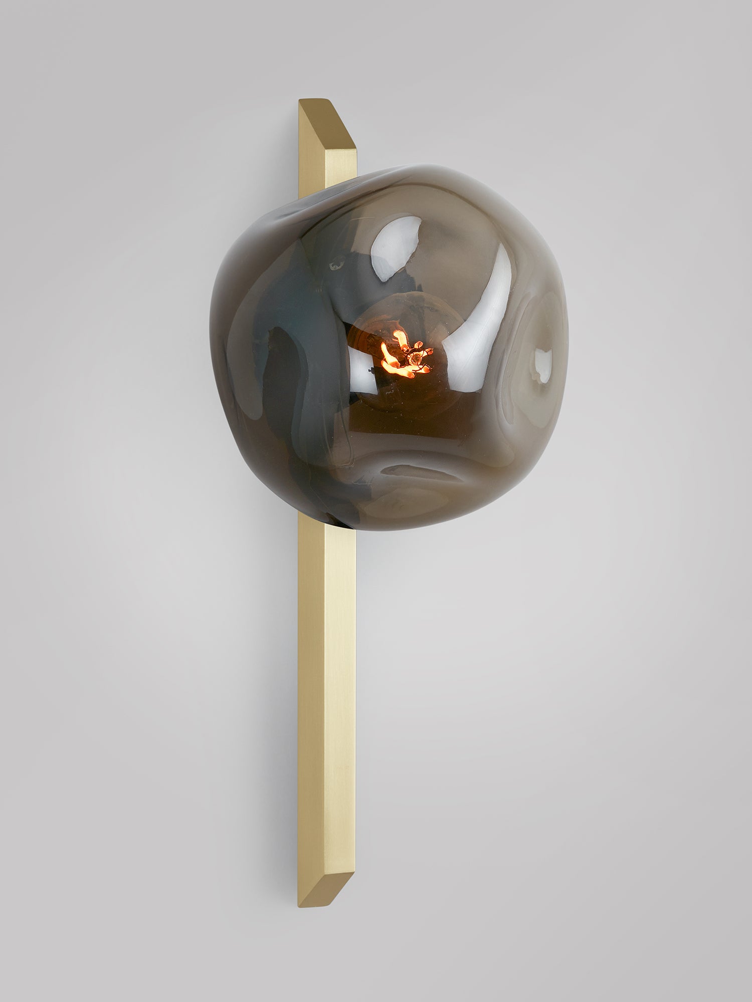GAIA Wall Tall - Flush — back view highlighting smoky glass and brass arm