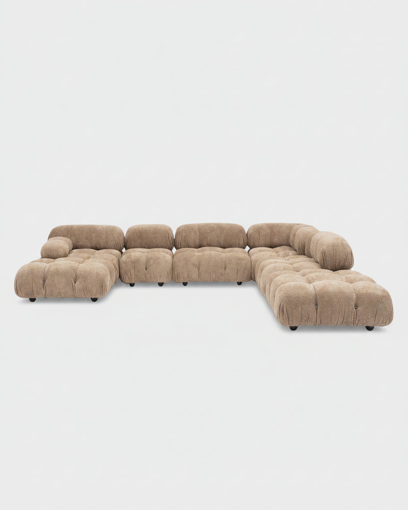 Camaleonda Sofa Set by Mario Bellini, Customised in Light Sand Bouclé, 1970s by Galerie Boketto | The Oblist