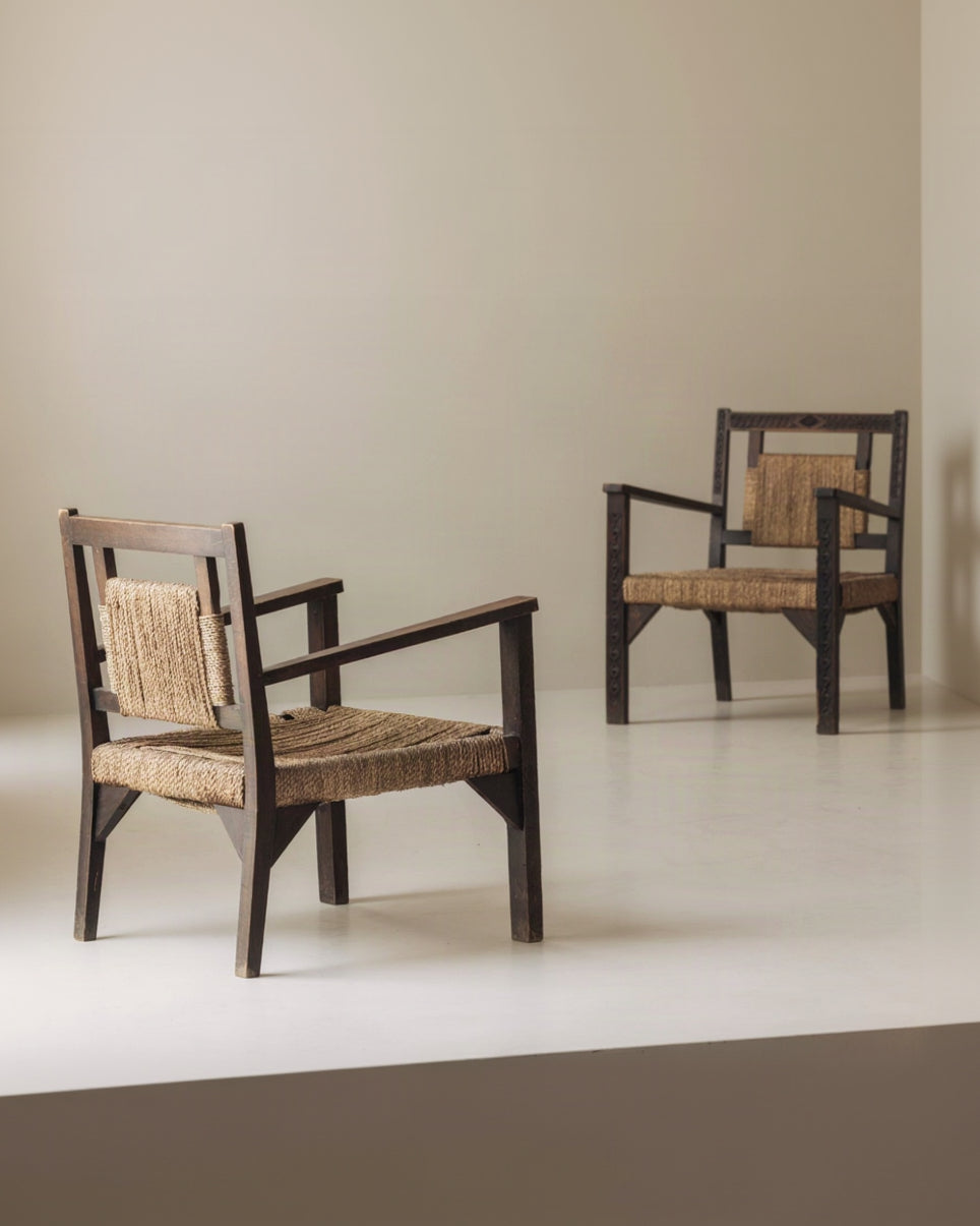 French Modernist Easy Chairs in the Manner of Francis Jourdain, 1940s by Modern Living | The Oblist