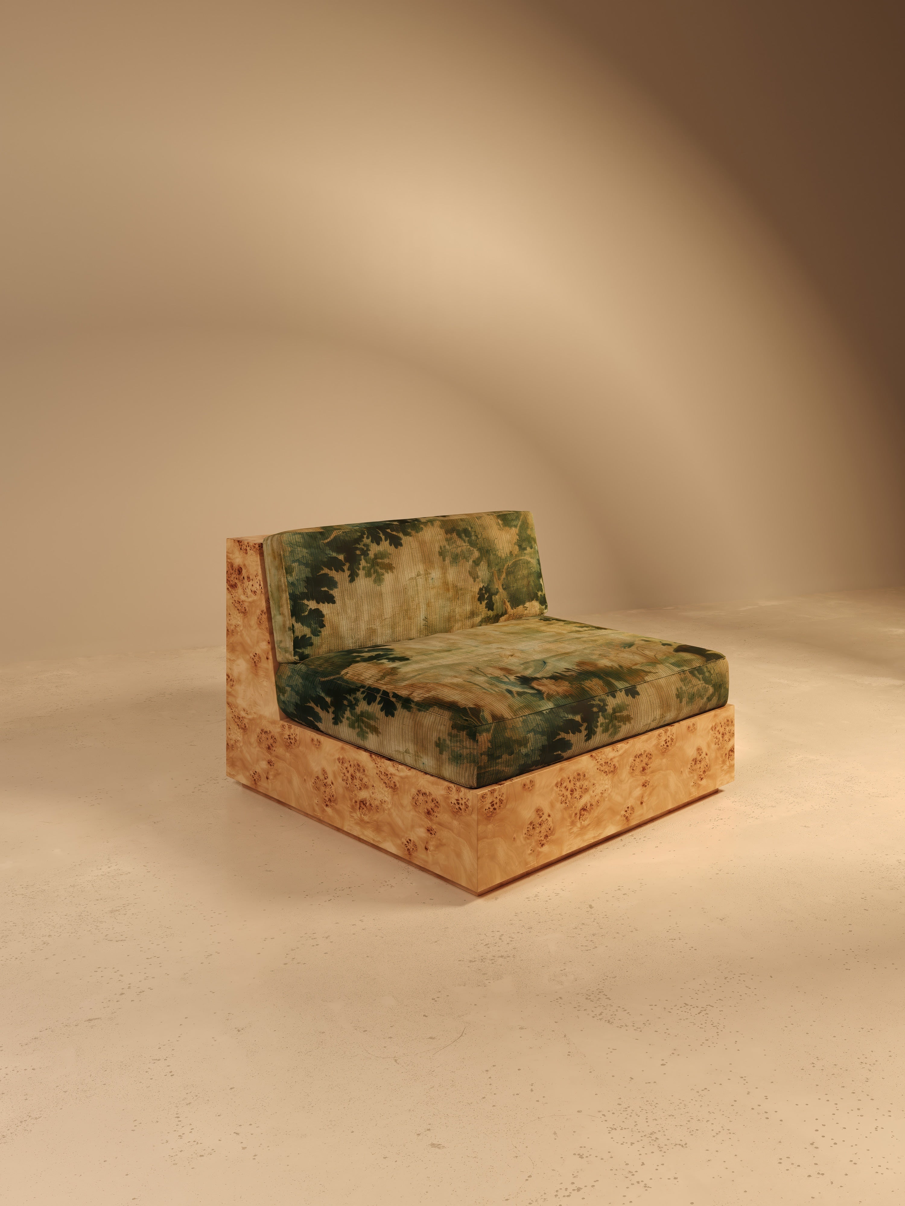 KAVA Collection II SOFA – Maple Burl Finish, Pierre Frey Upholstery by VandaVee | The Oblist