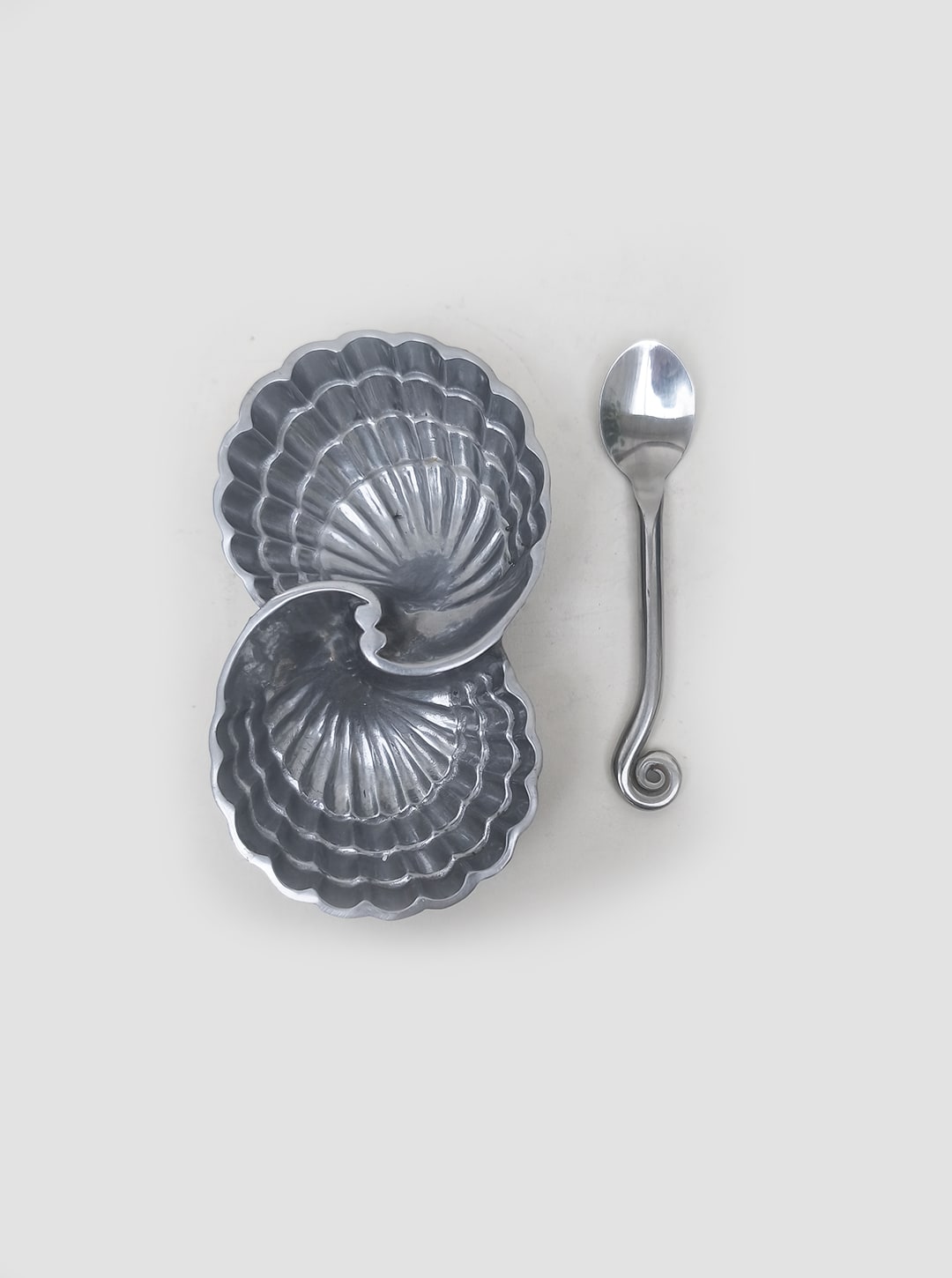 Vintage Shell Salt Cellar by Les Objoies | The Oblist — silver metal, handcrafted