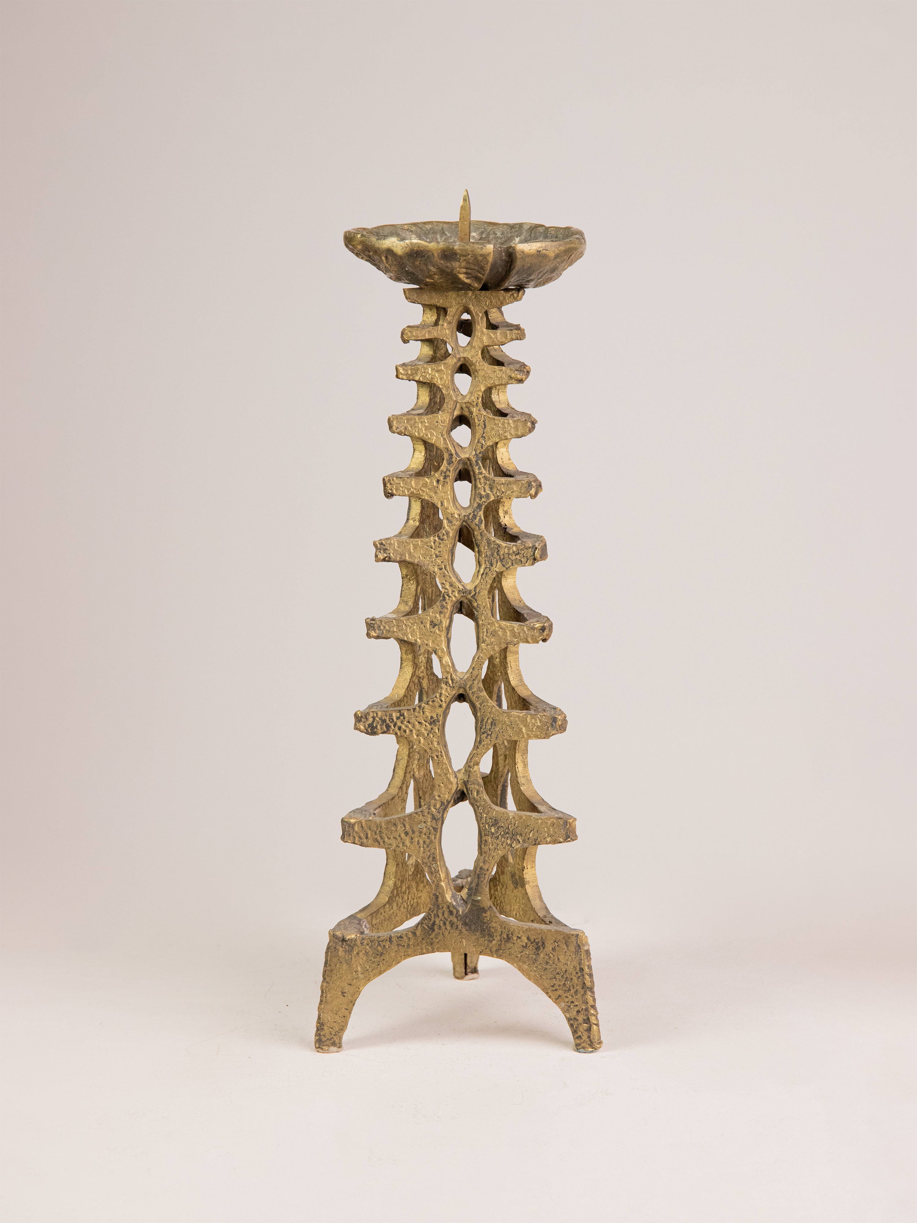 Tall Brutalist Bronze Floor Candleholder by Studio Ecubed | The Oblist — handcrafted bronze design