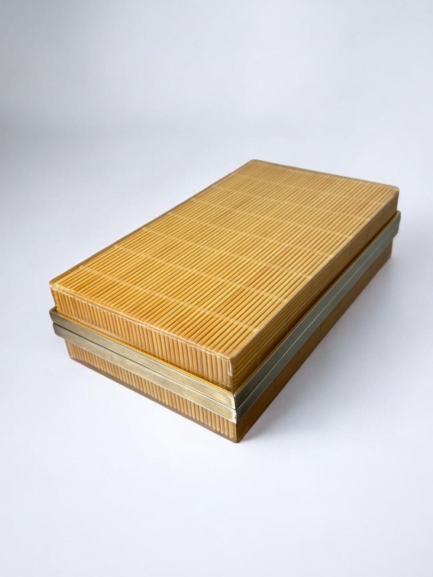 Christian Dior Style Lucite & Rattan vanity Box, 1970 by Malamar Studio | The Oblist