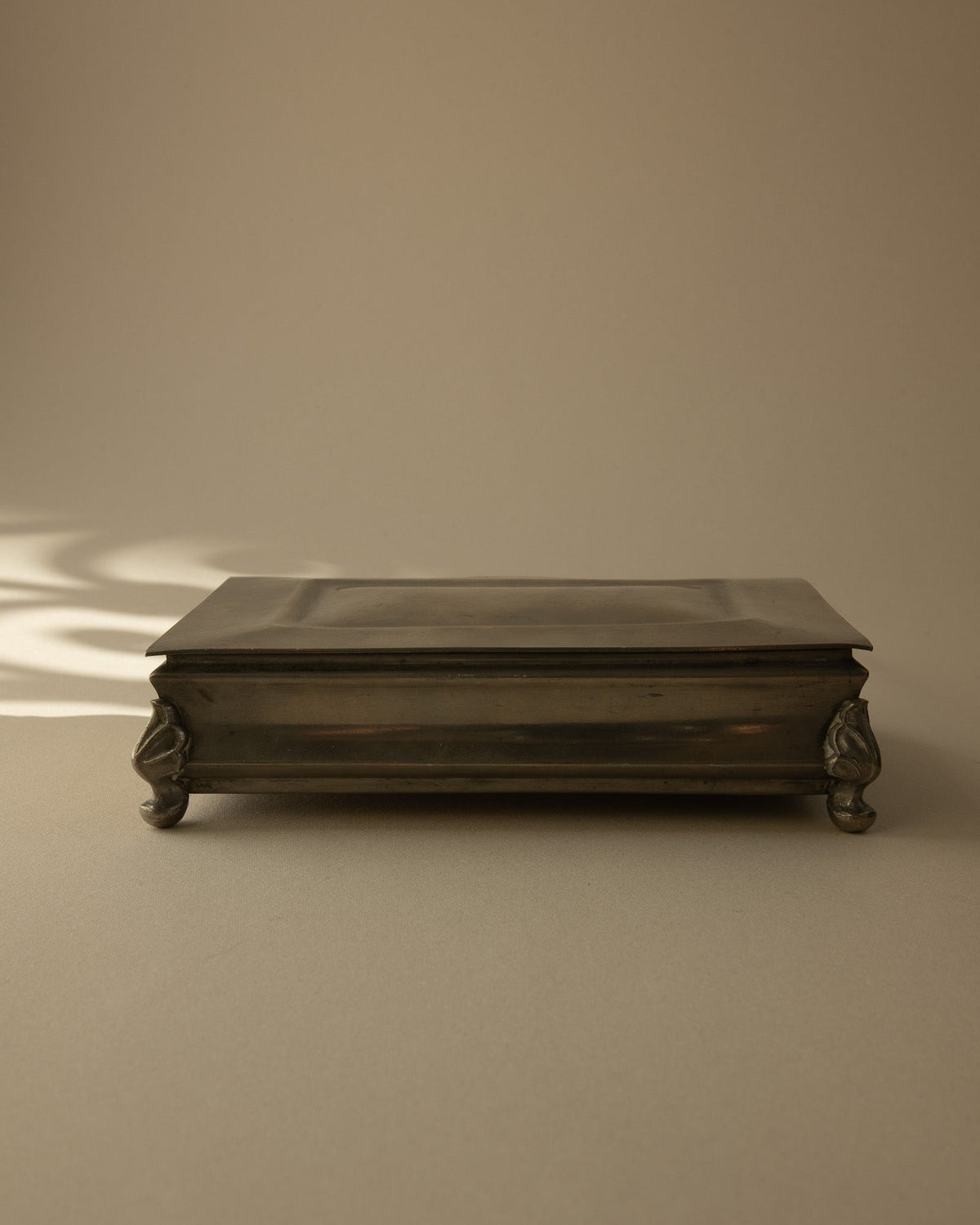 Mabos Swedish Grace Pewter Box on Sculpted Corner Feet (c. 1930s) by Trove Paris | The Oblist