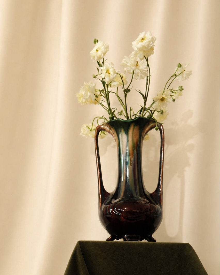 Iridescent glazed Vase in Ceramic — detail view