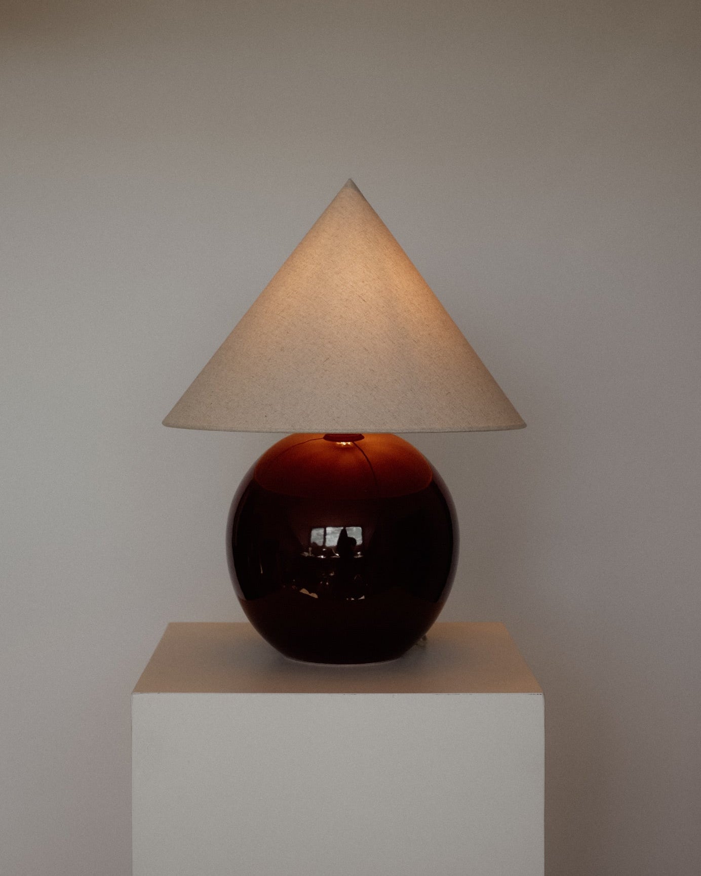 Burgundy & Linen Sculptural Table Lamp by septembre studios | The Oblist