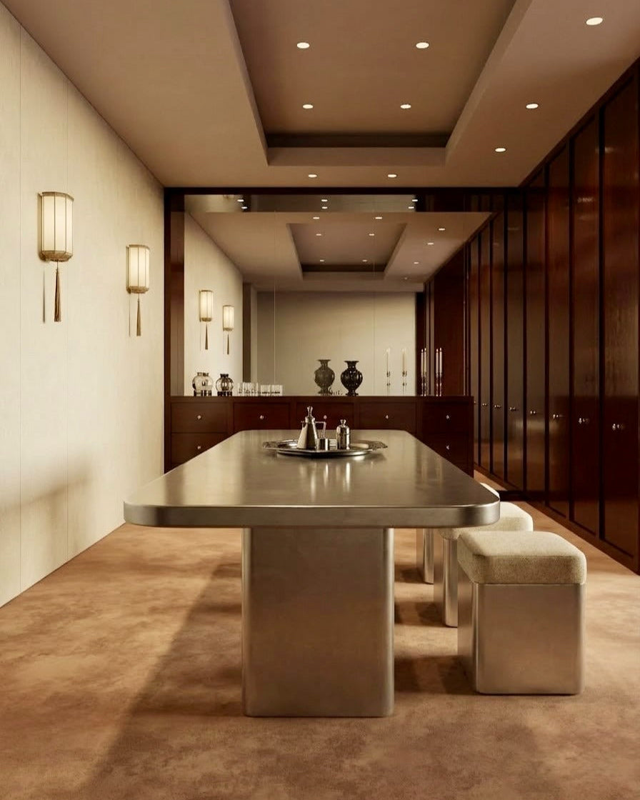 Stainless Steel Dining Table by KASANAI | The Oblist