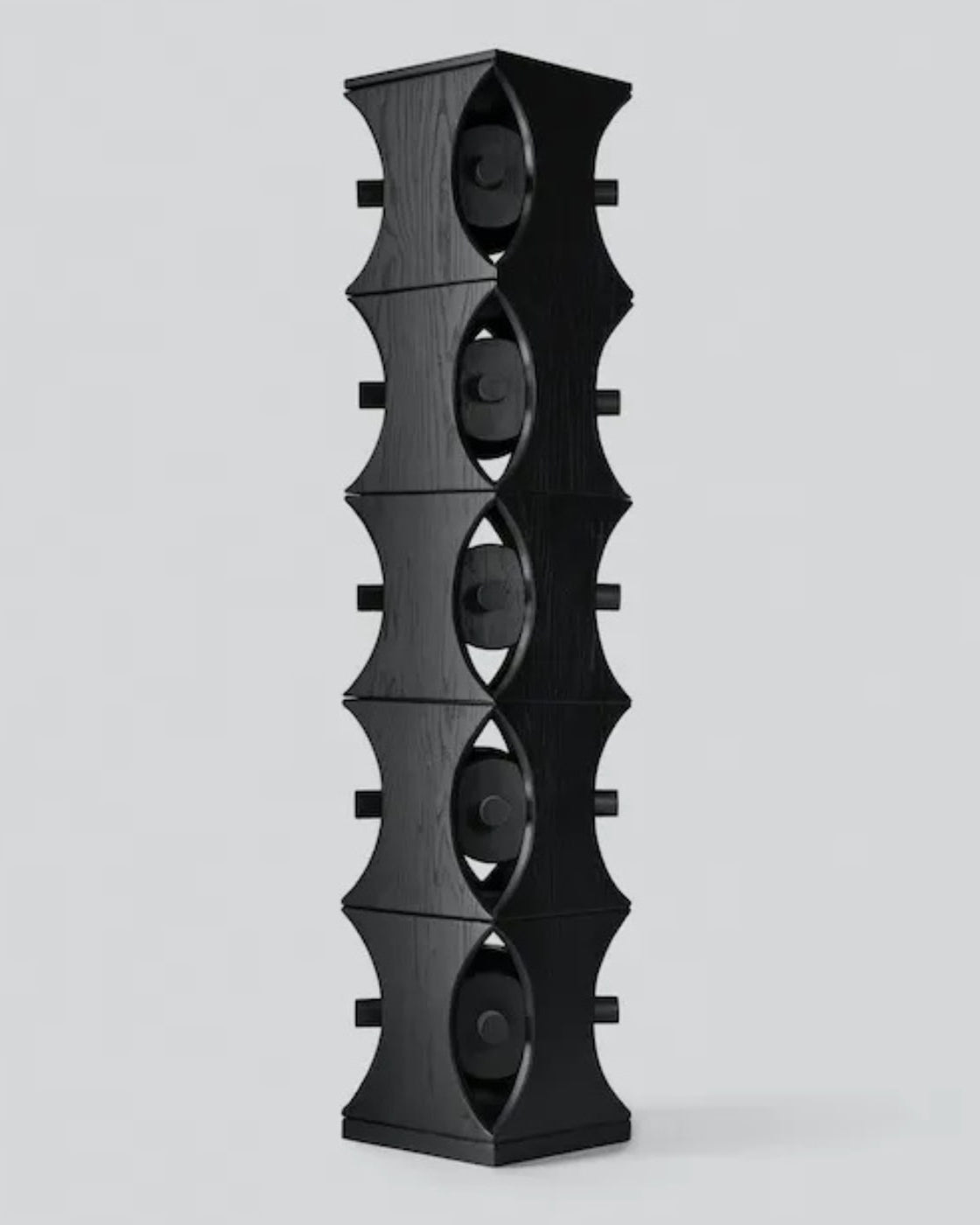 Solid Oak Totem Cabinet - KABIKI Limited Edition by Daniel Couttolenc, Black Finish by Daniel Couttolenc