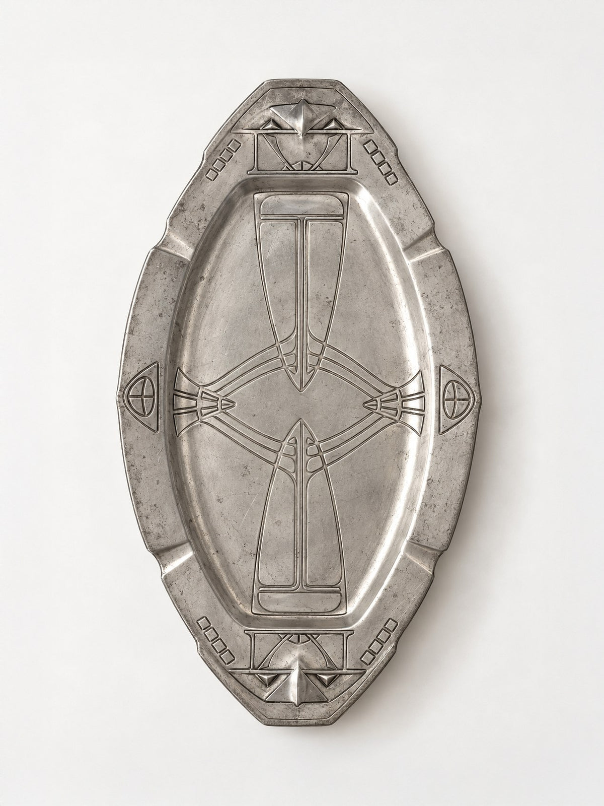 Large French Art Deco Embossed Metal Serving Tray - 1920s by Dodo Vintage | The Oblist