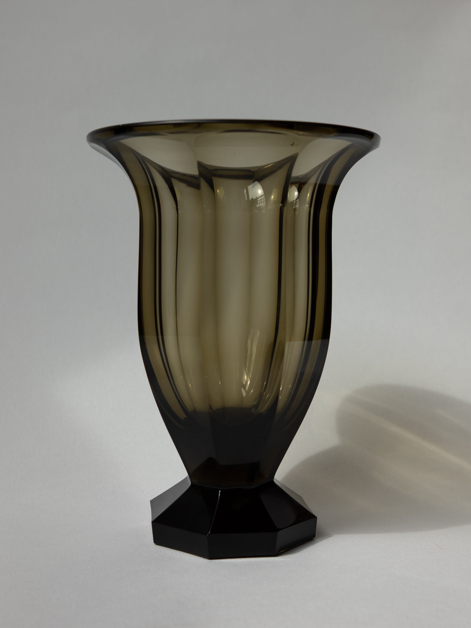 Art Deco Faceted Crystal Vase Attributed to Moser in Eldor | Czechoslovakia, c. 1930s — side angle