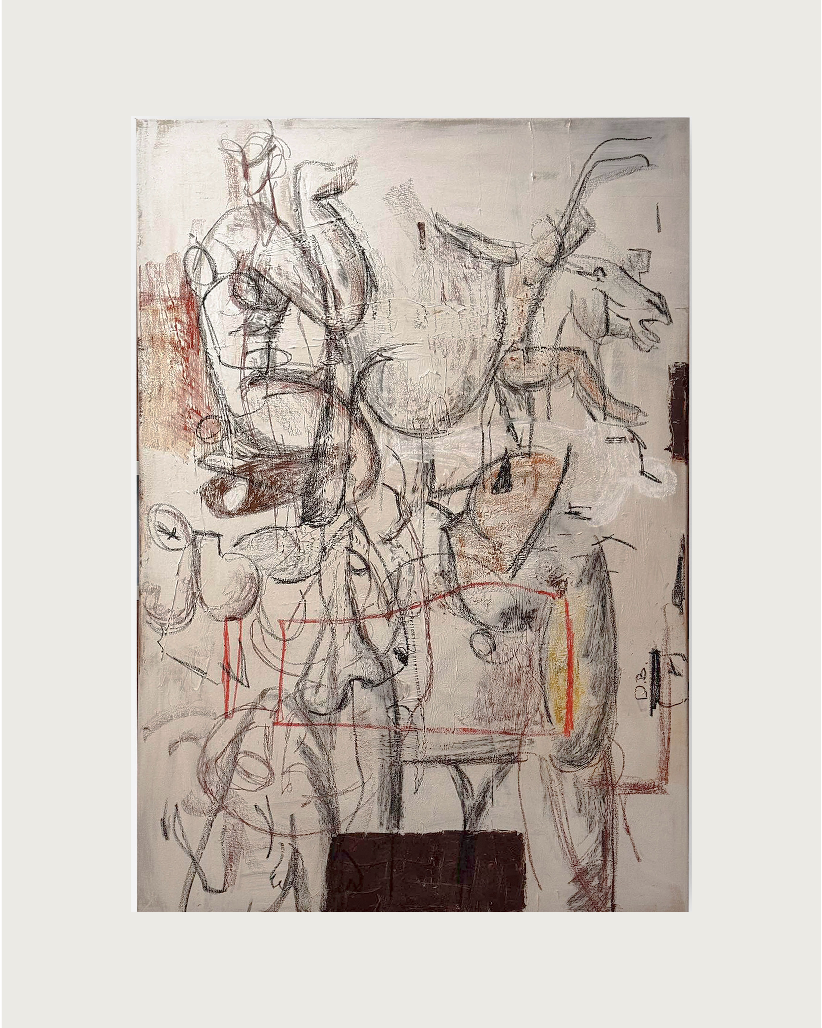 Memory notes Mixed media on canvas by Dovile Bernotaite | The Oblist — neutral tones, contemporary art