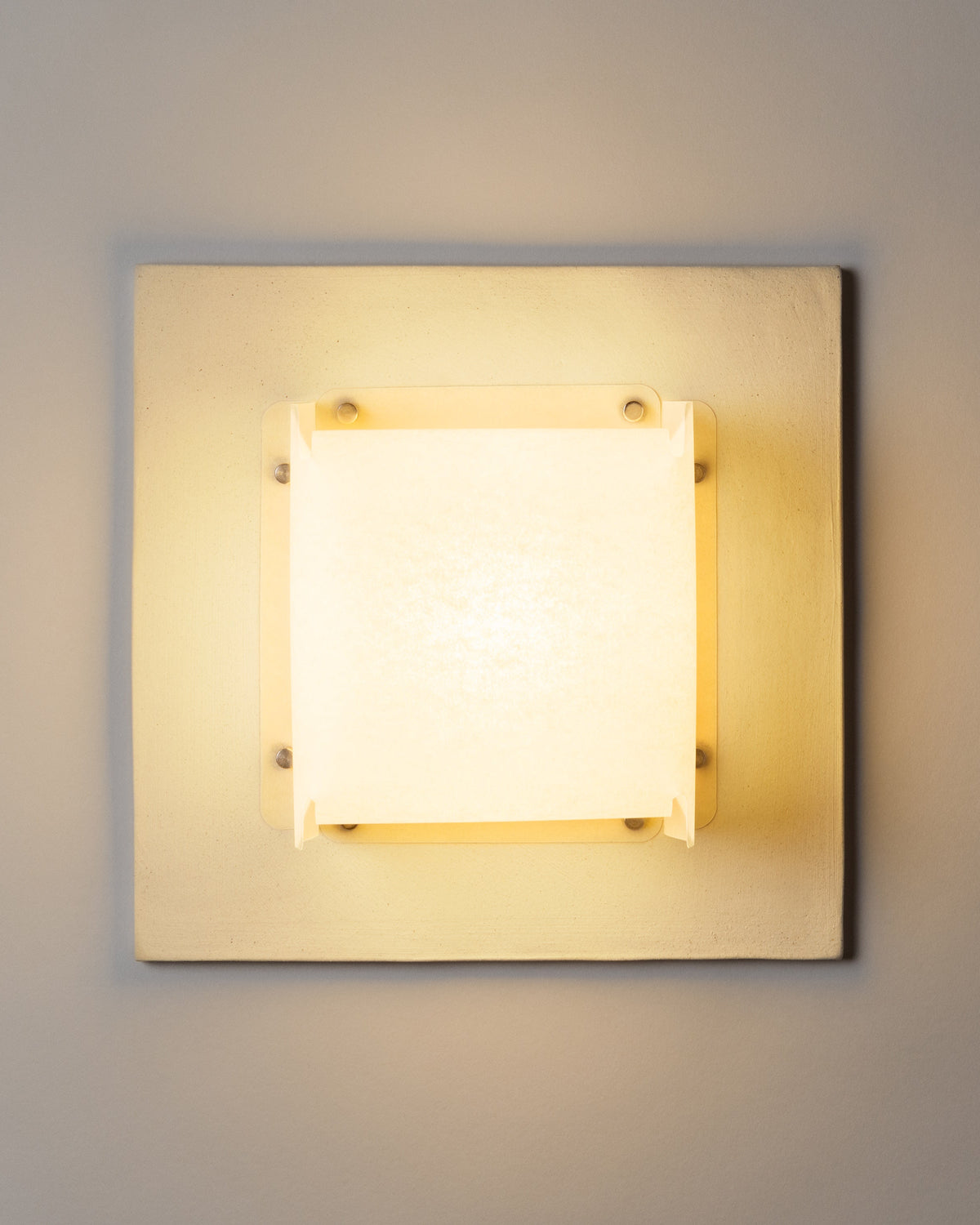 Field Square Sconce, Bone / Lantern White — detail view