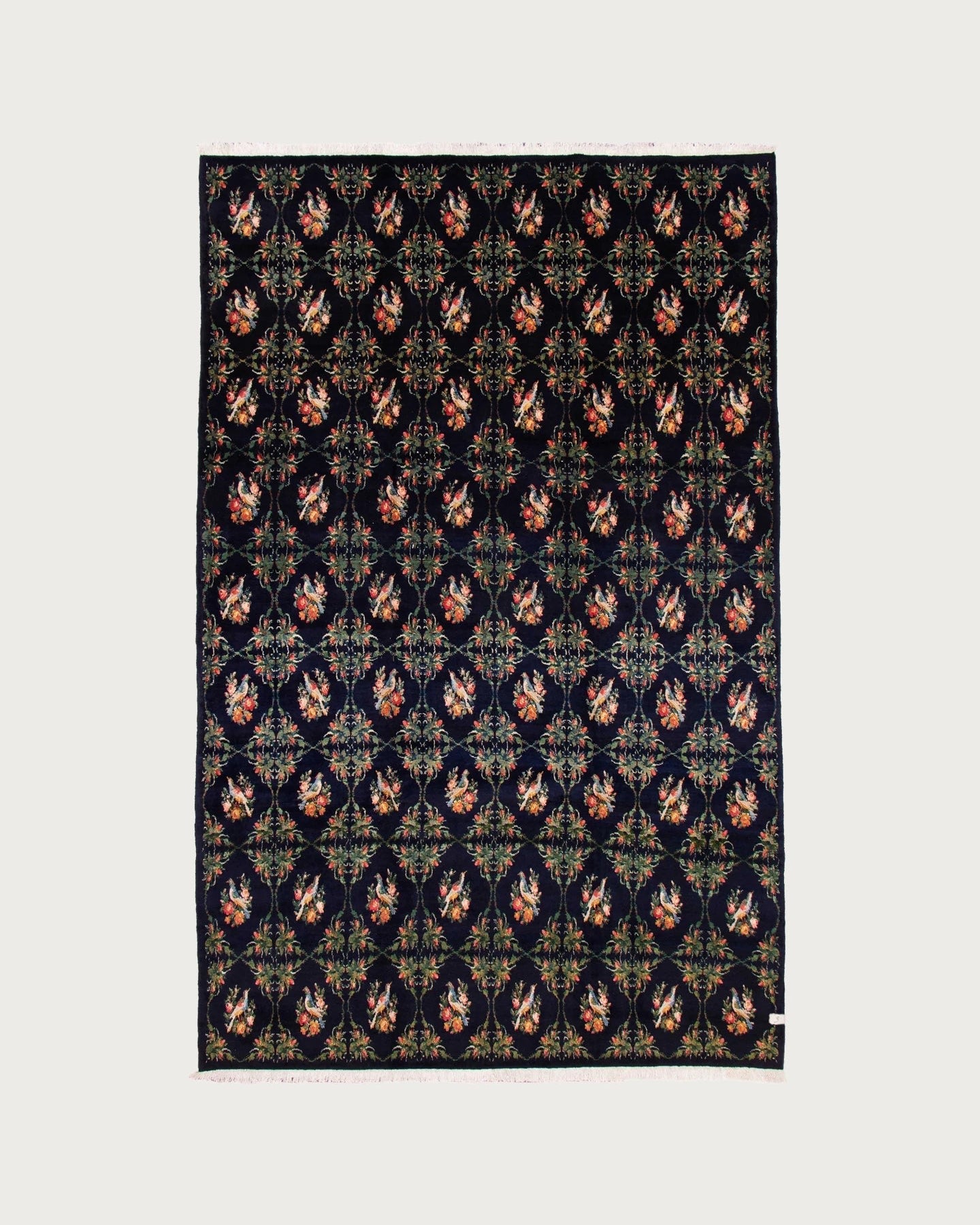 Aubusson Rug in Pulse 282 x 430 cm by catalog:three | The Oblist — dark floral pattern, handcrafted