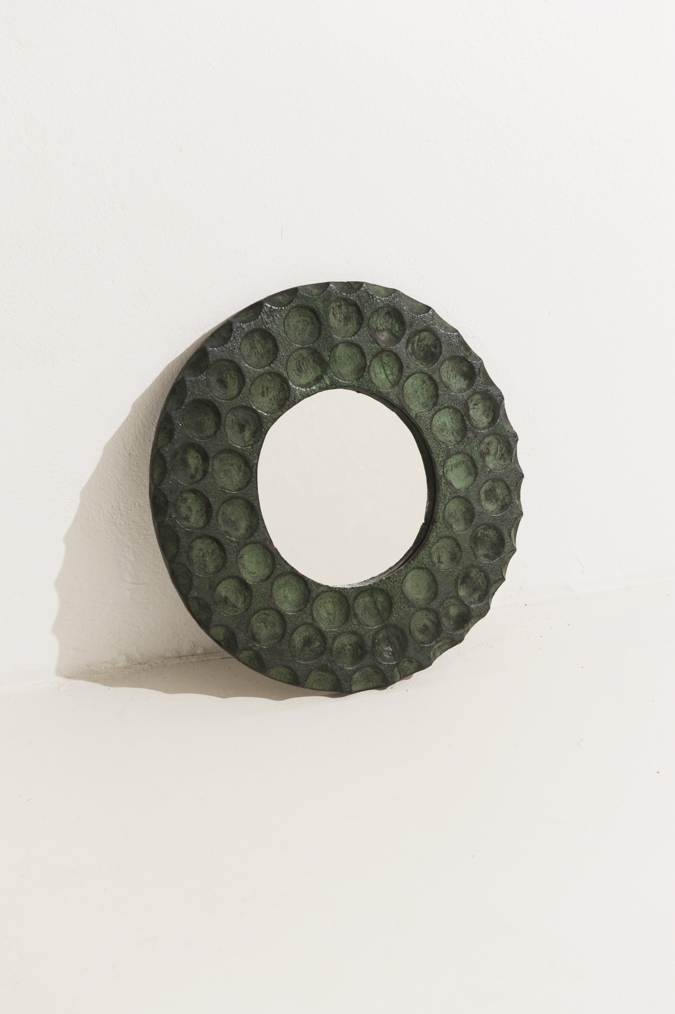 Vintage Small Brutalist Mirror in Green Slate Finish, France 1970s by Rémanence | The Oblist