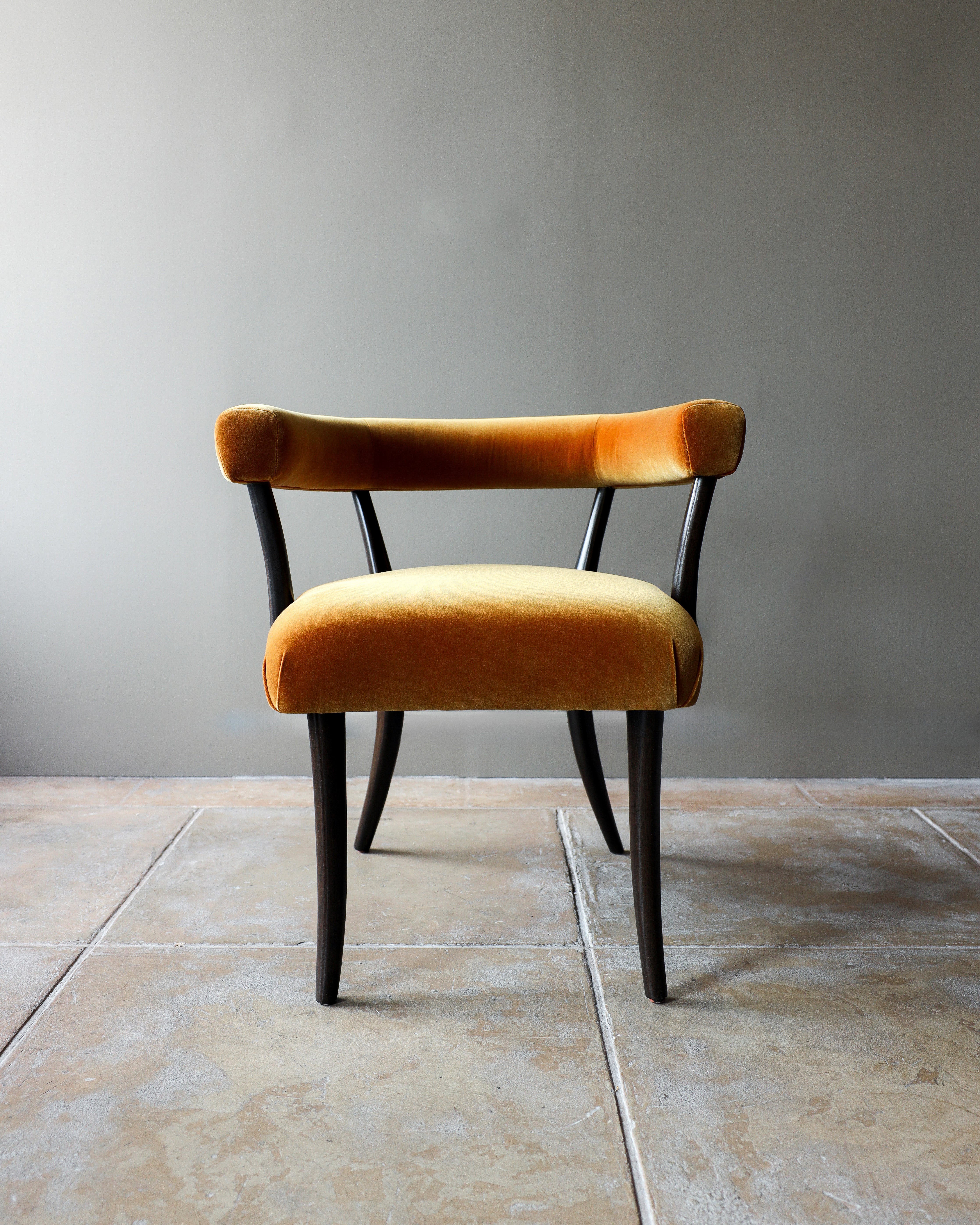 Josef dining chair in golden velvet upholstery with black frame