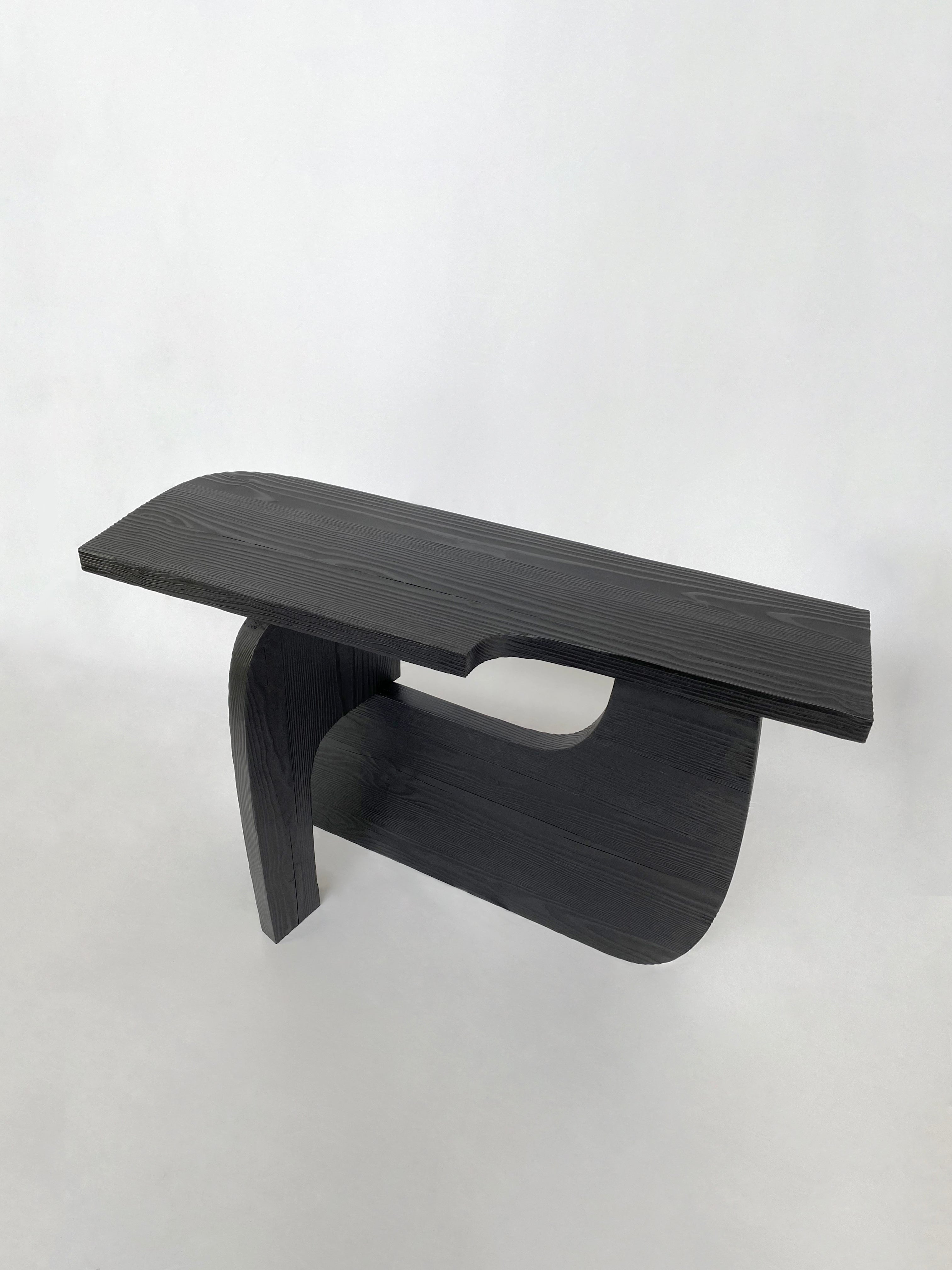 Table console REEF V1 en bois carbonisé