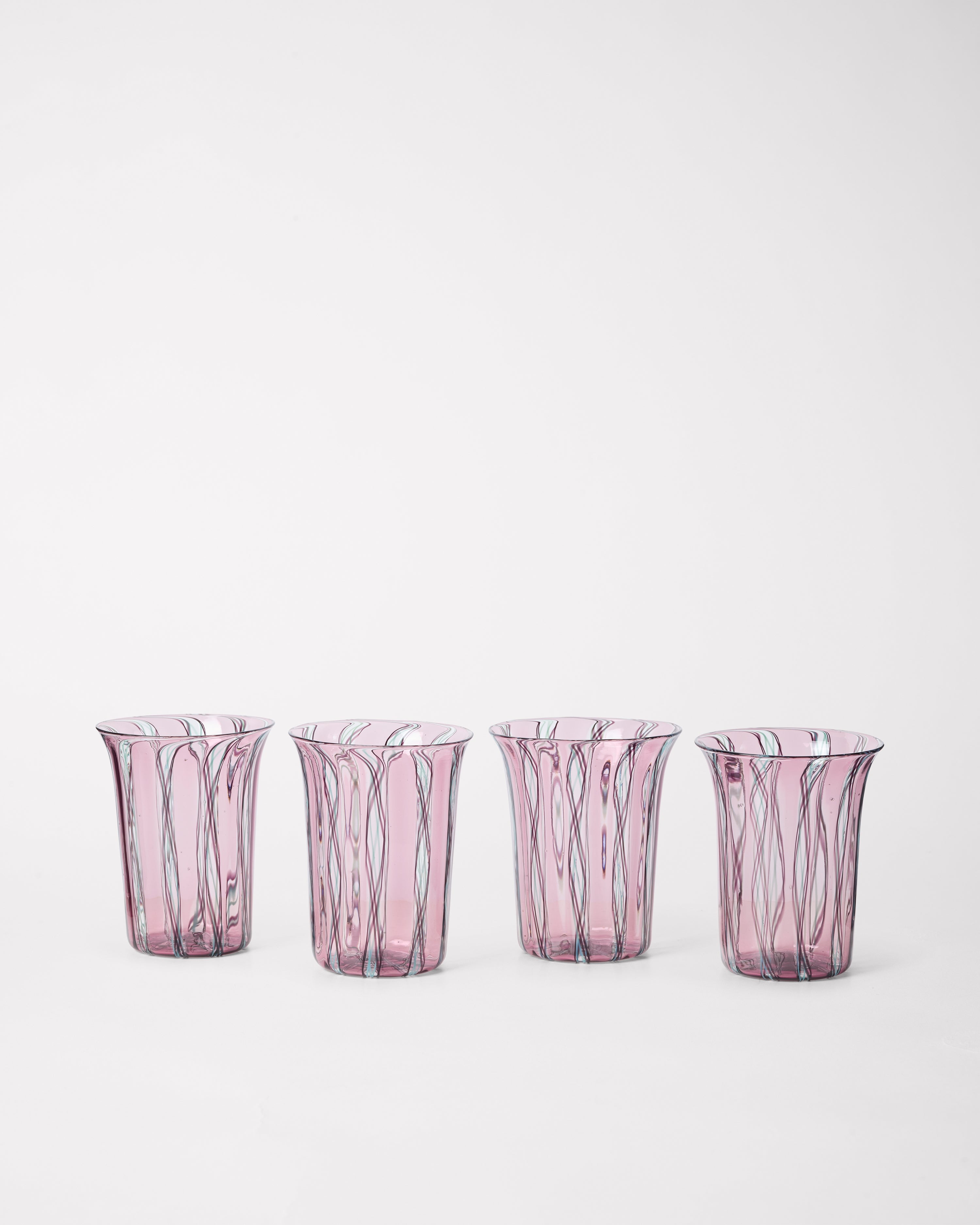 Clara Glasses - Set of four by Akua Objects | The Oblist — pink glass, modern design