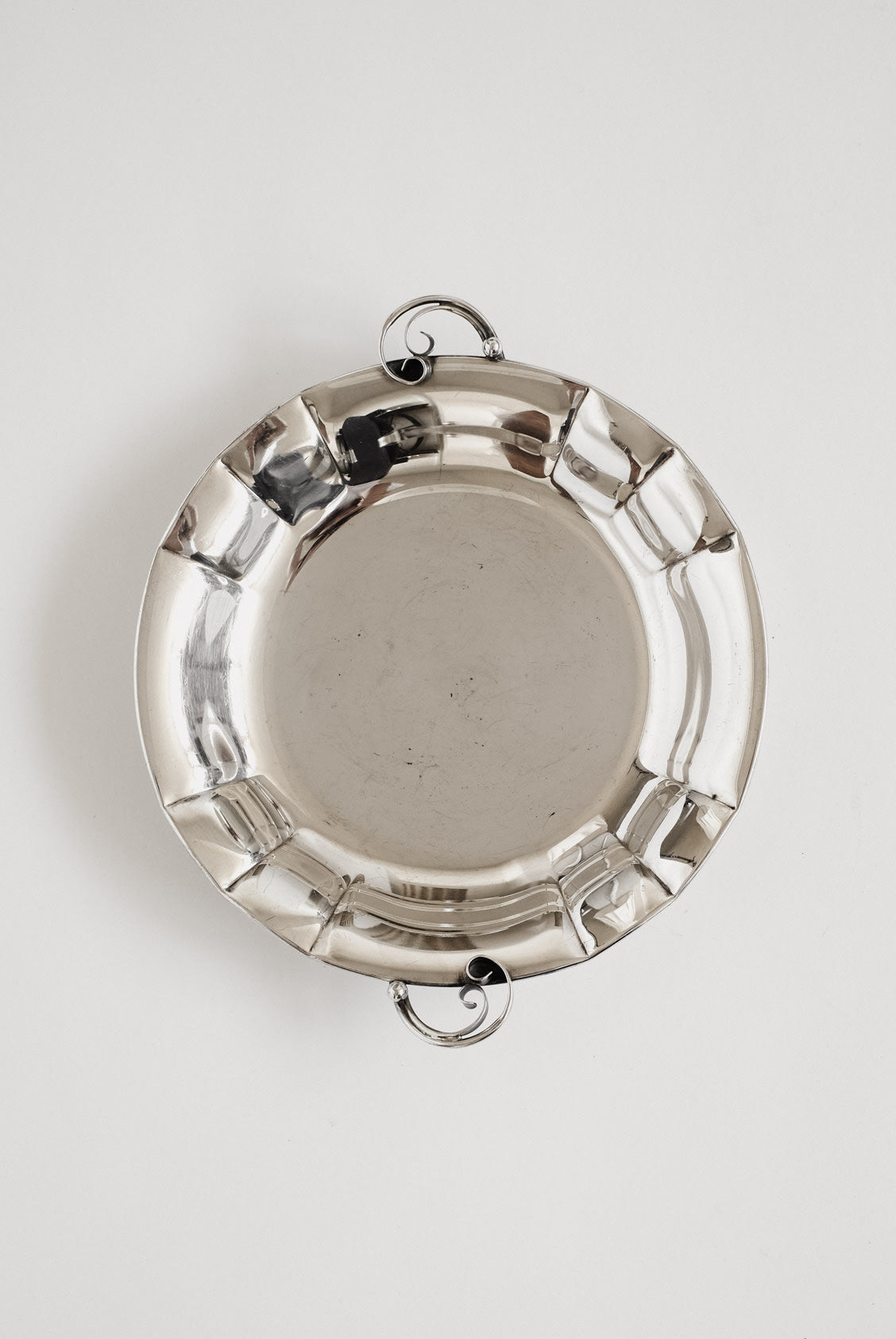 Vintage Danish Silver-Plated Serving Dish — side angle