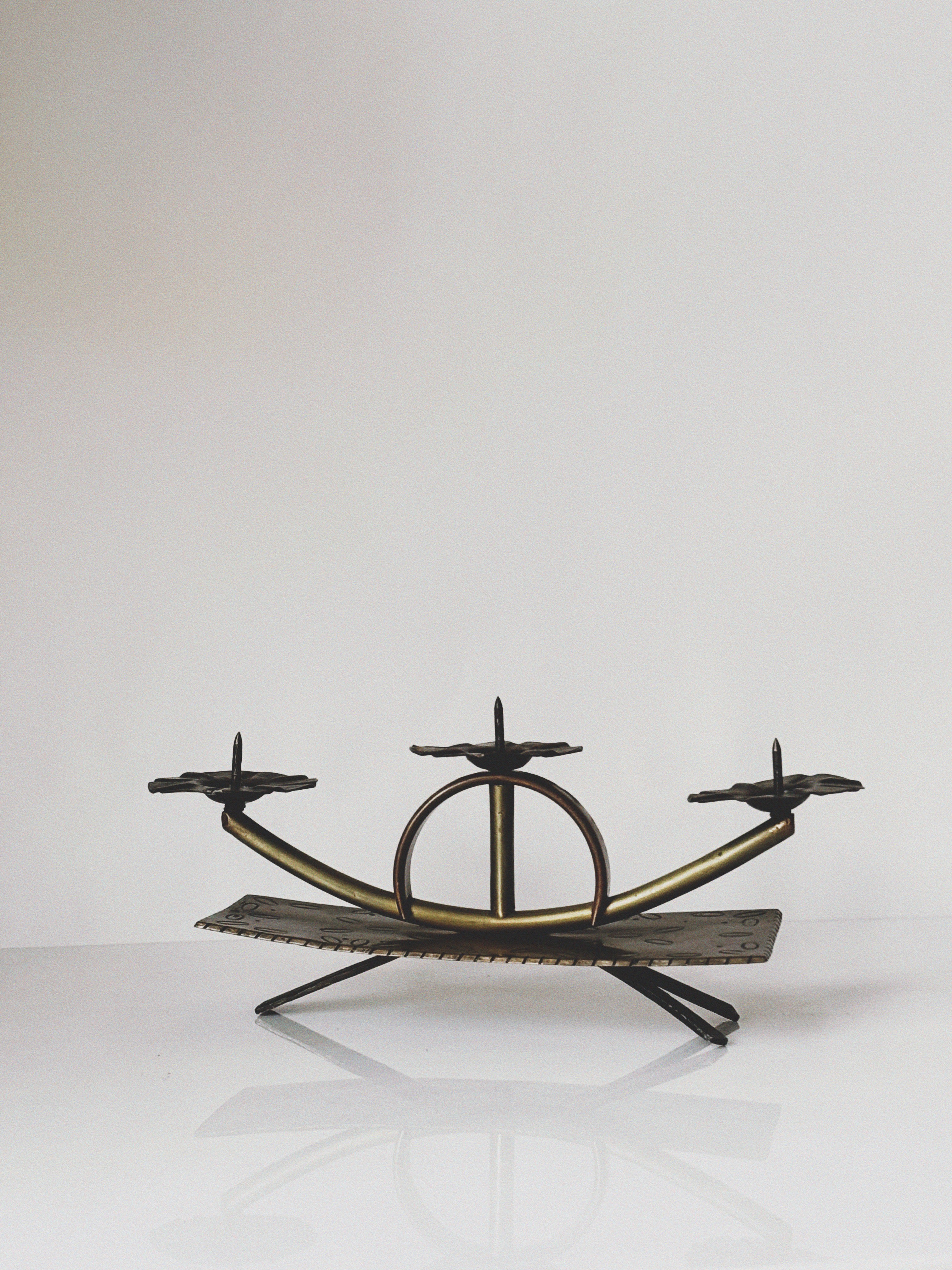 3 Arm Handmade Mid Century Candlestick, Poland by Huerto | The Oblist