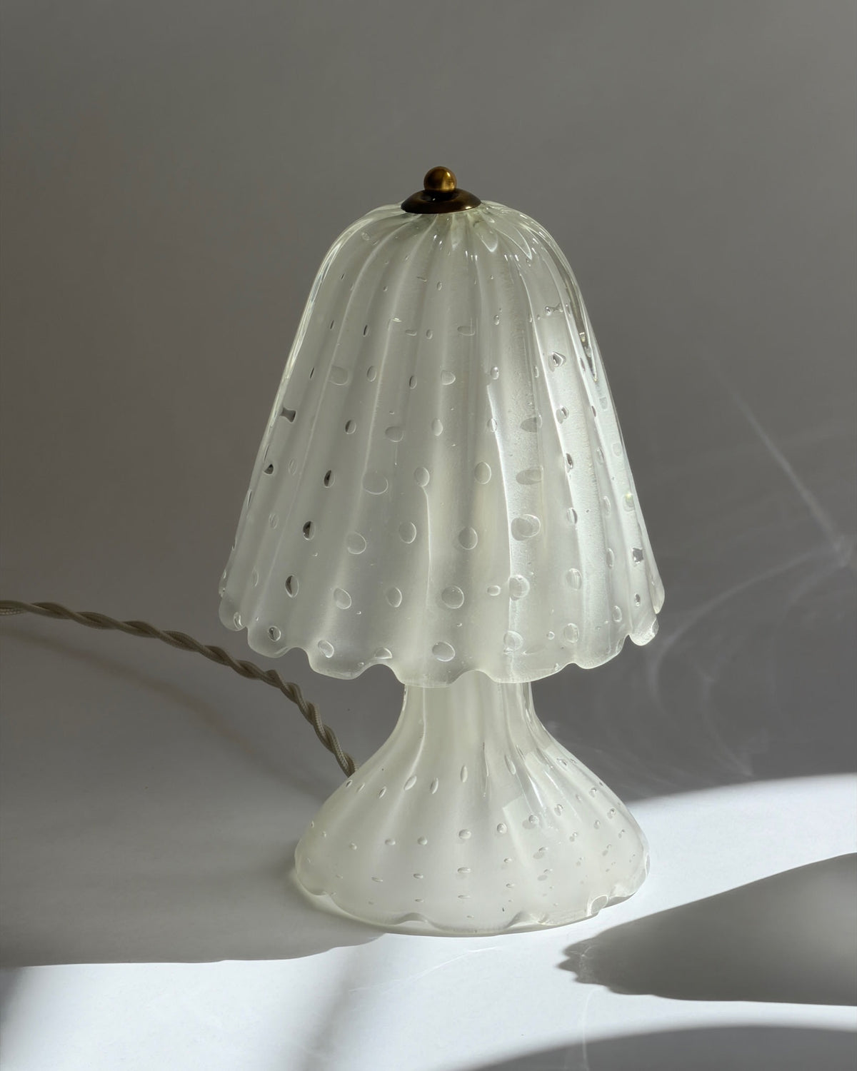 Vintage clear Murano glass table lamp — lifestyle setting