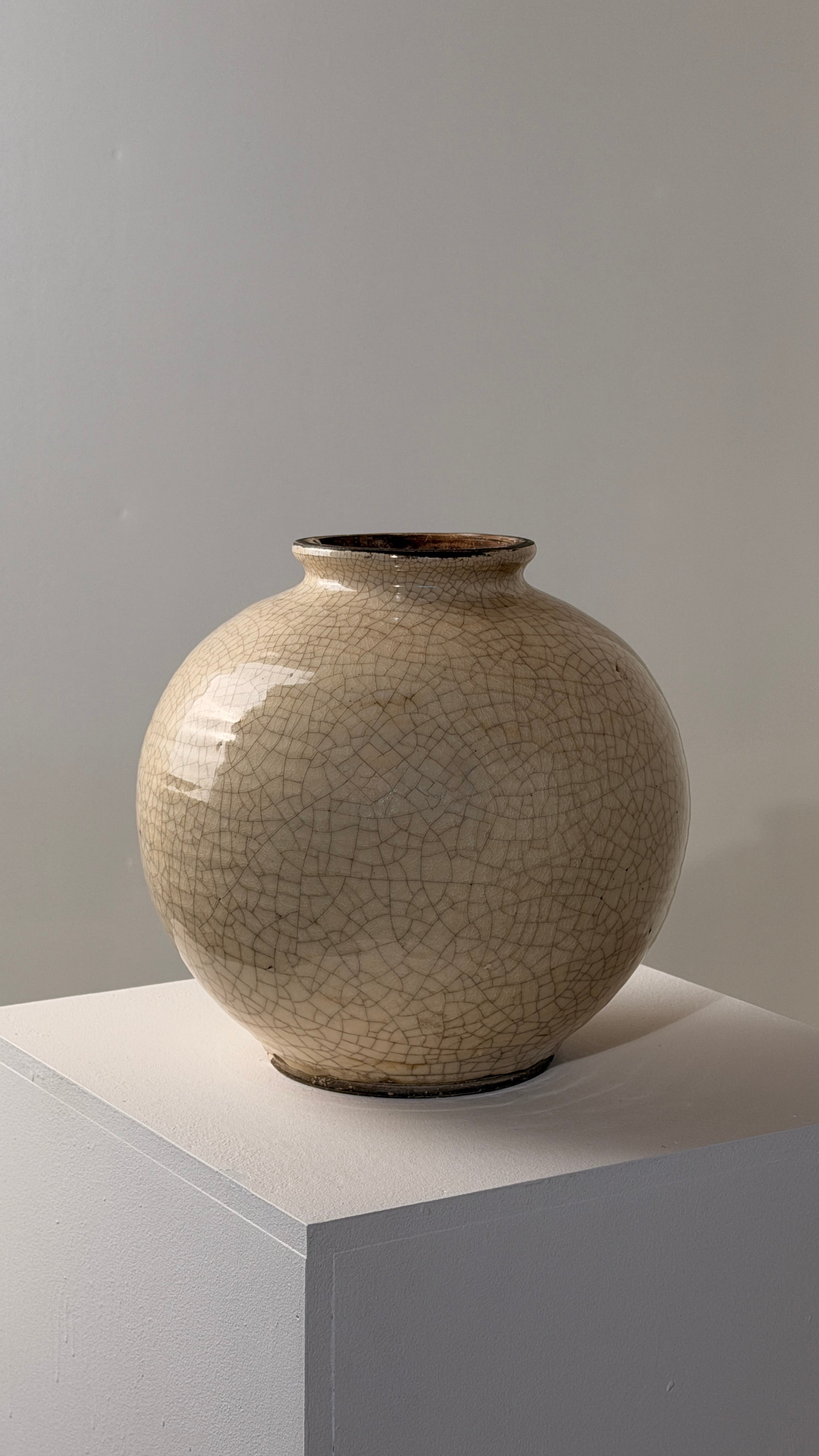 Important crackled white ceramic vase, France, circa 1930 | The Oblist — vintage ceramic design