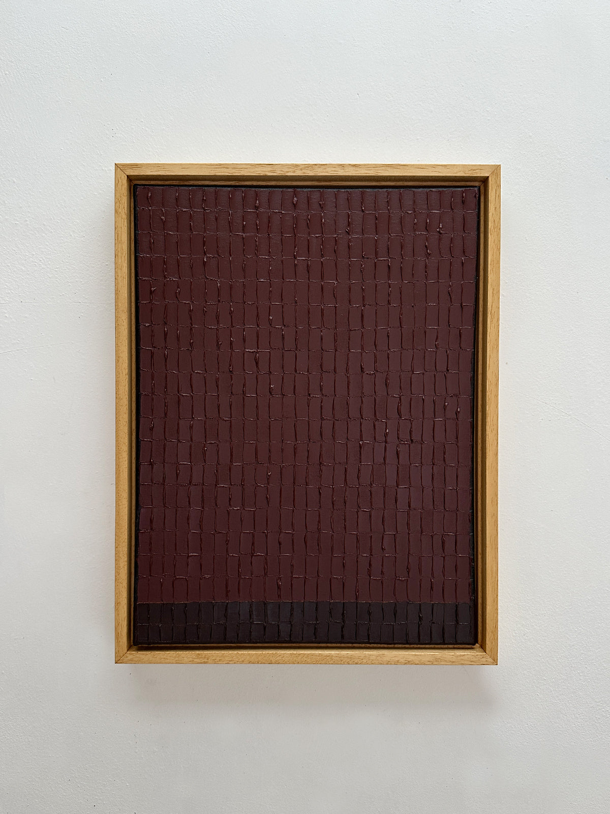 Horizon Umber textured painting with grid pattern in wooden frame