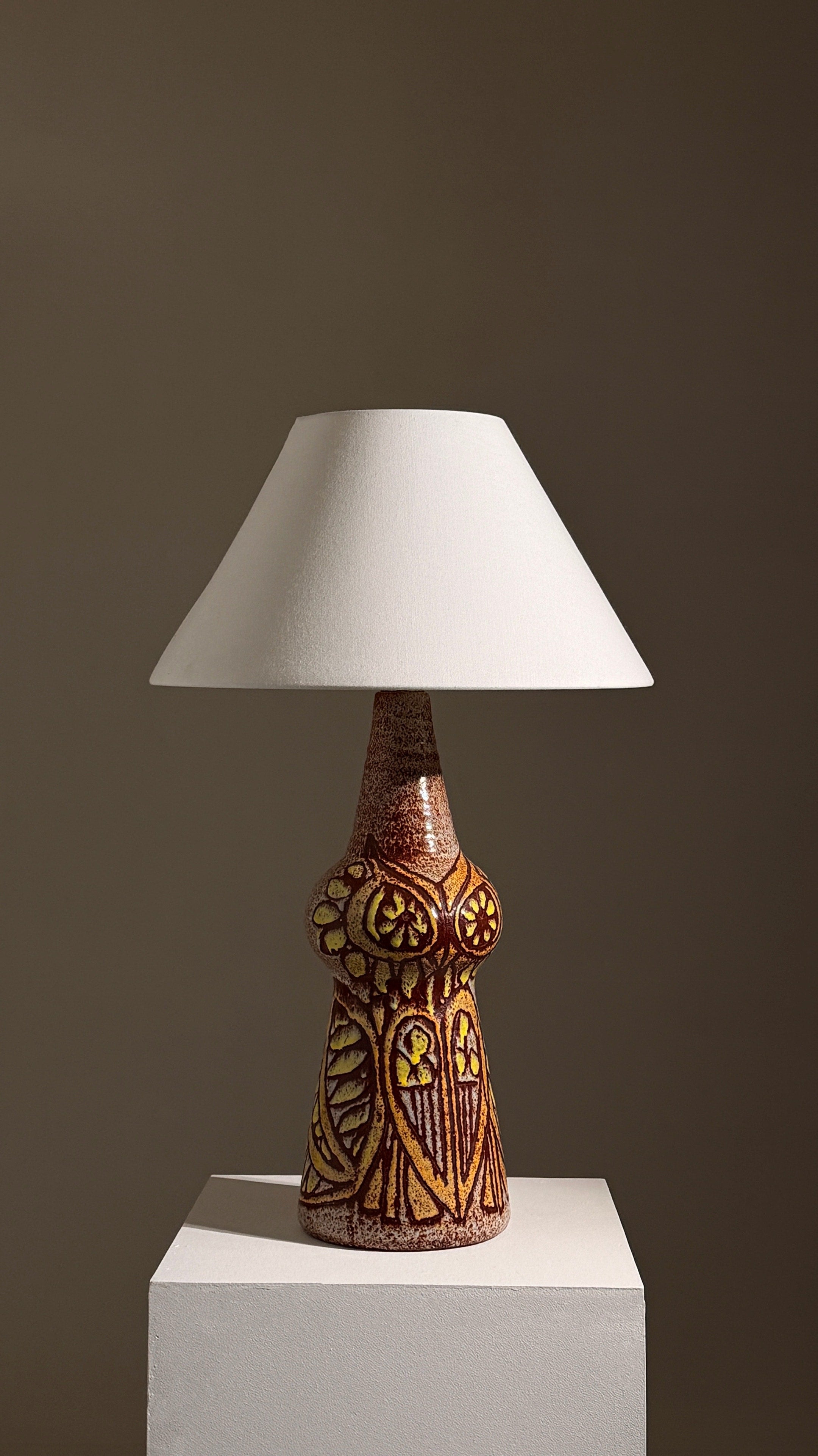 Rare ceramic lamp by the Accolay potters, France, circa 1960 | The Oblist — handcrafted, earthy tones